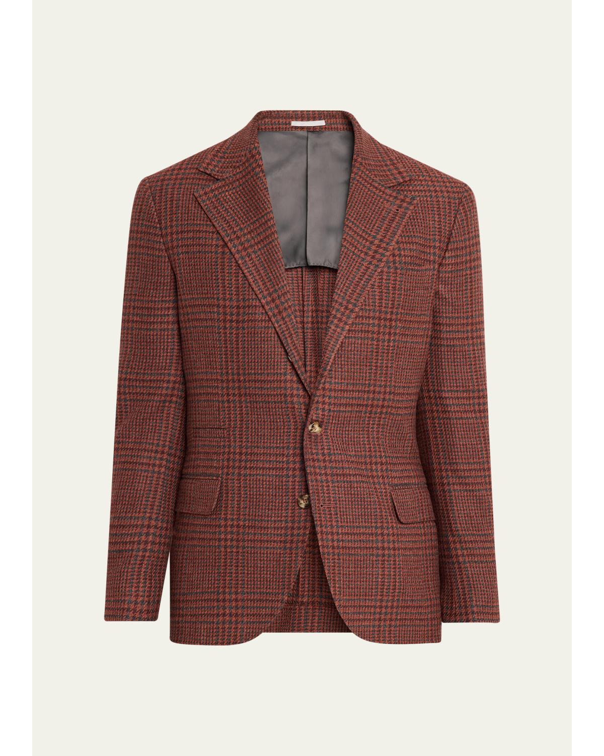 Men'S Cashmere Houndstooth Check Single-Breasted Sport Coat