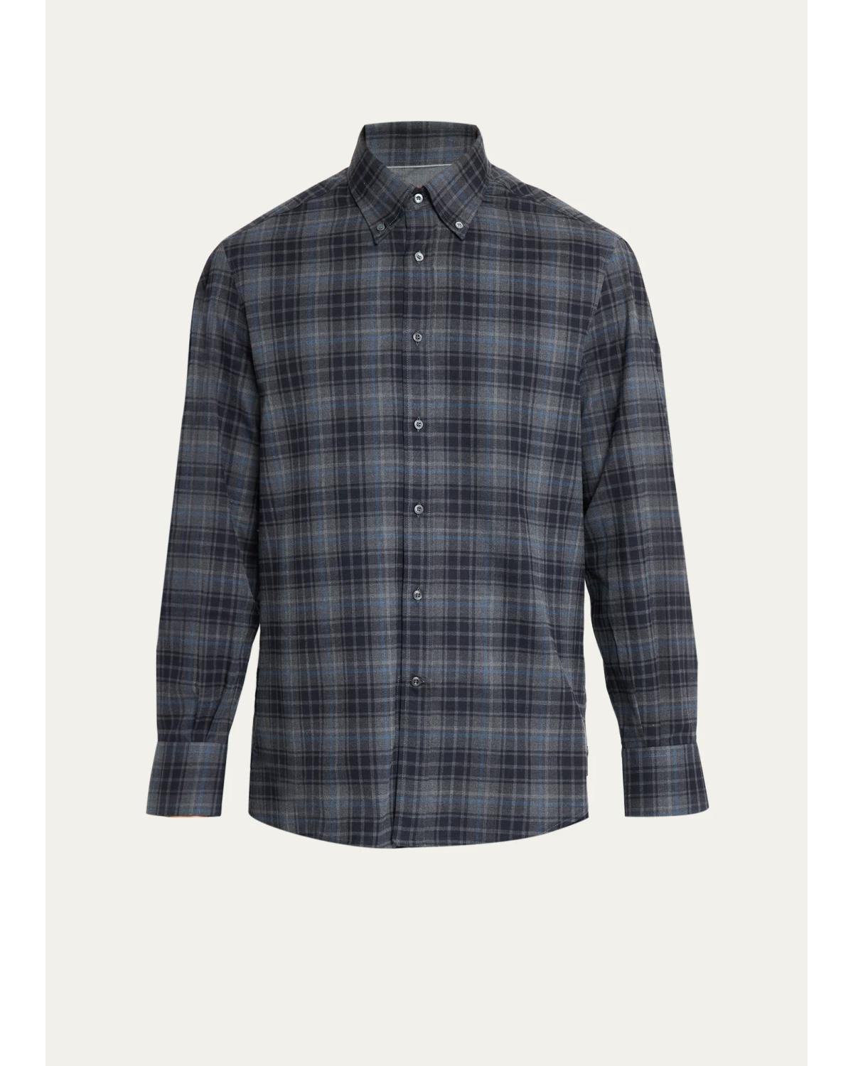 Men'S Cotton Plaid Button-Down Shirt