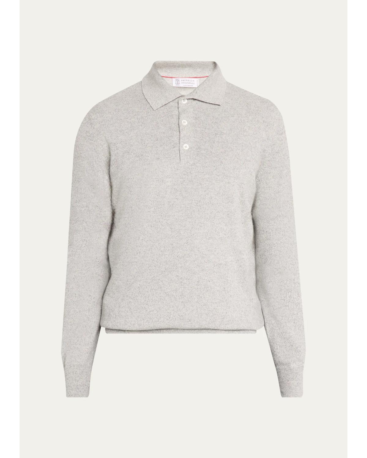 Men'S Cashmere Long-Sleeve Polo Shirt