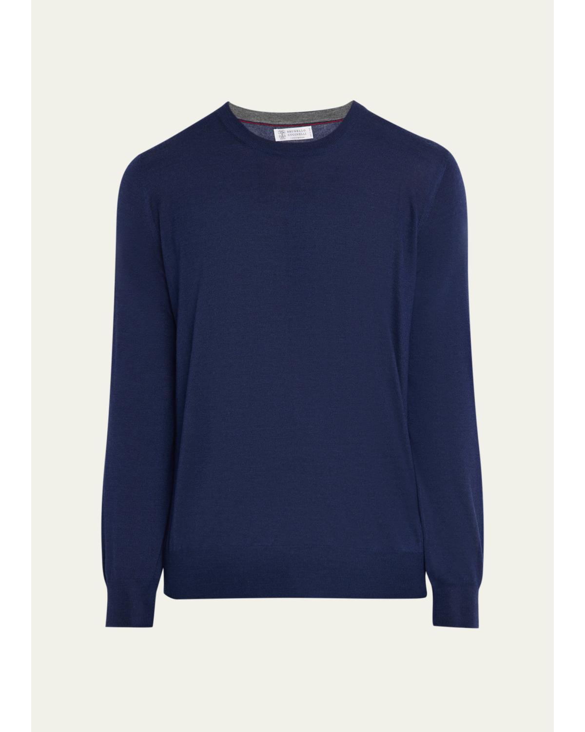 Men'S Fine-Gauge Cashmere And Silk Crewneck Sweater