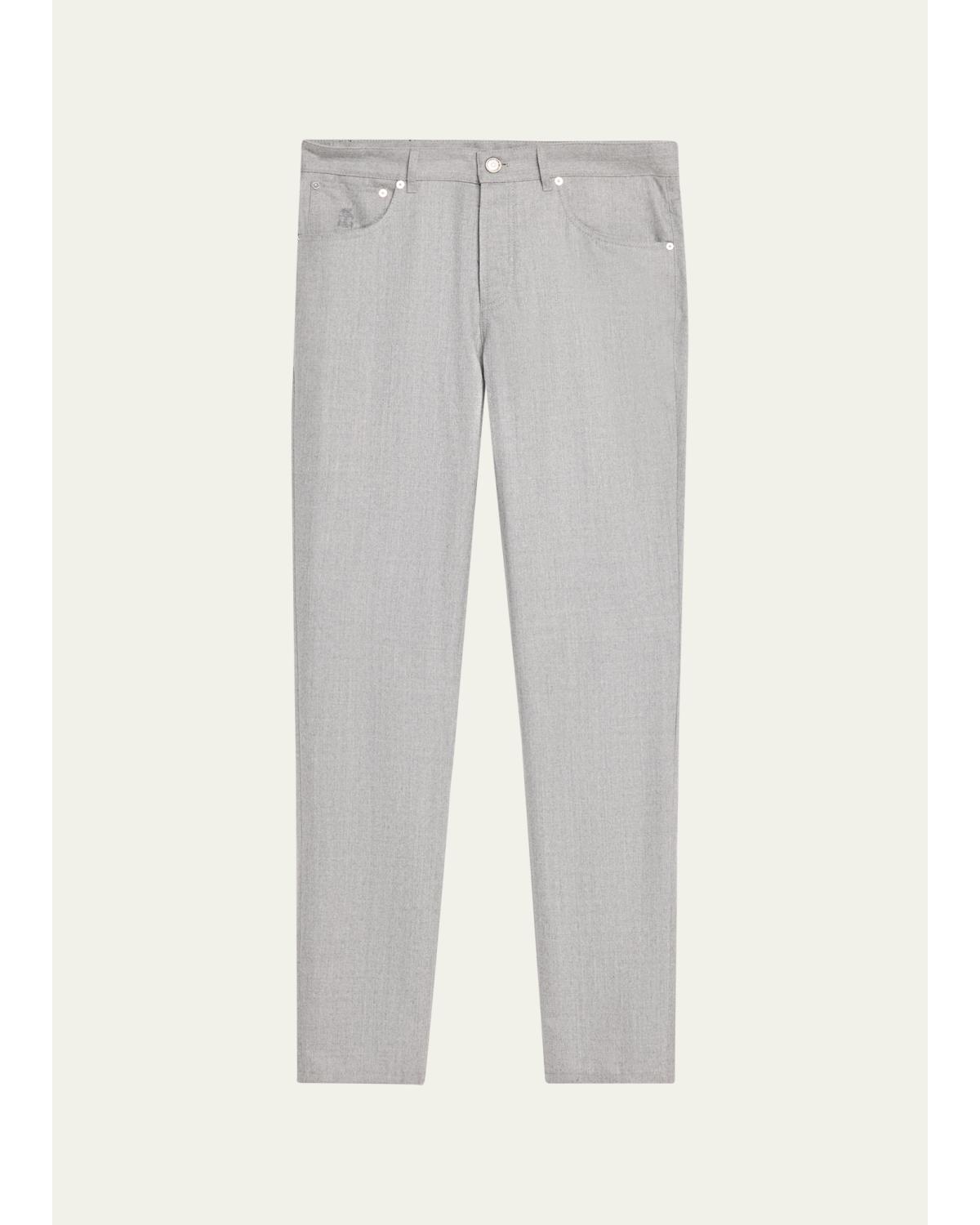 Men'S Flannel Tapered Leg Five-Pocket Pants