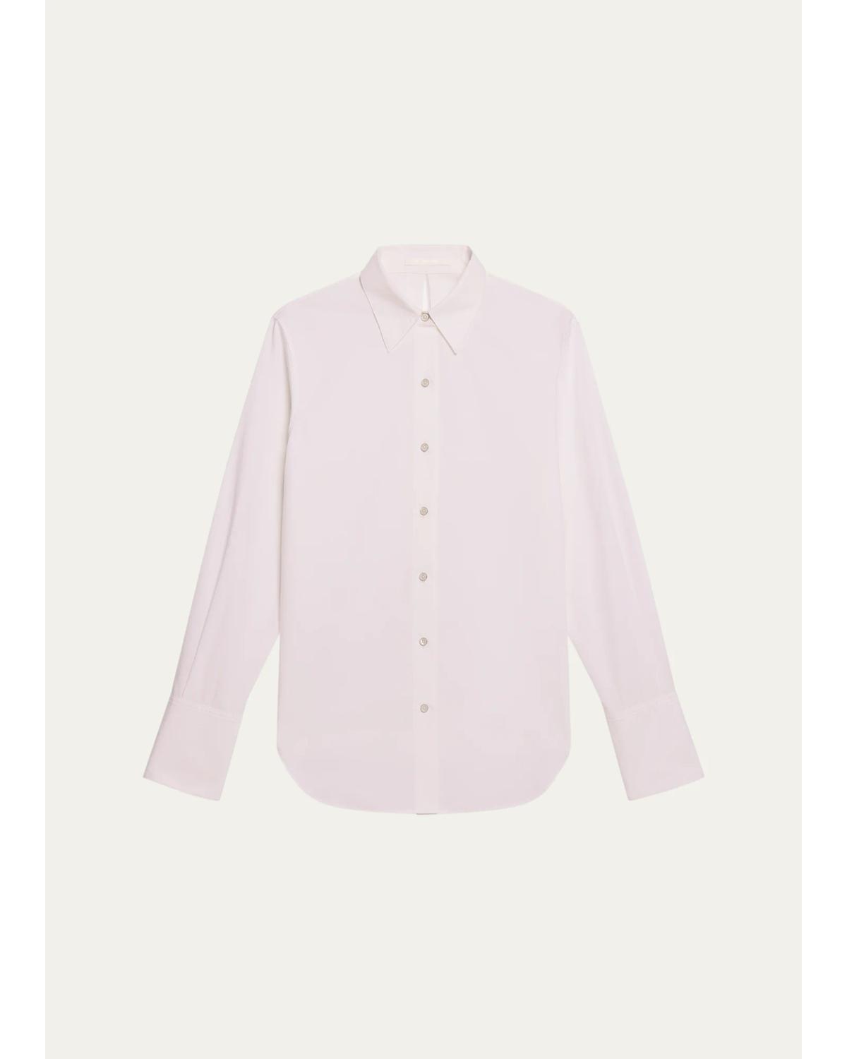 Tie-Back Button-Front Cotton Shirt