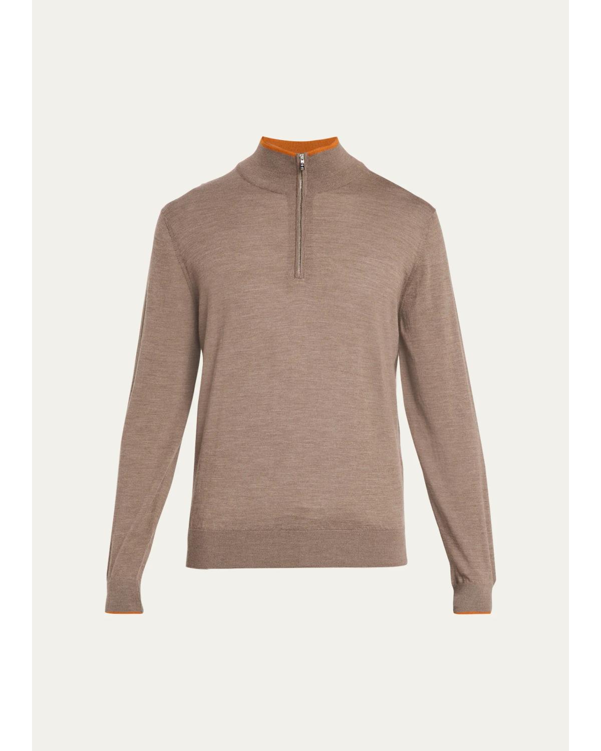 Men'S Tipped Wool Half-Zip Sweater