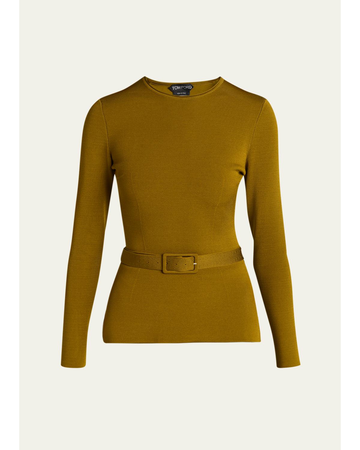 Belted Long-Sleeve Top