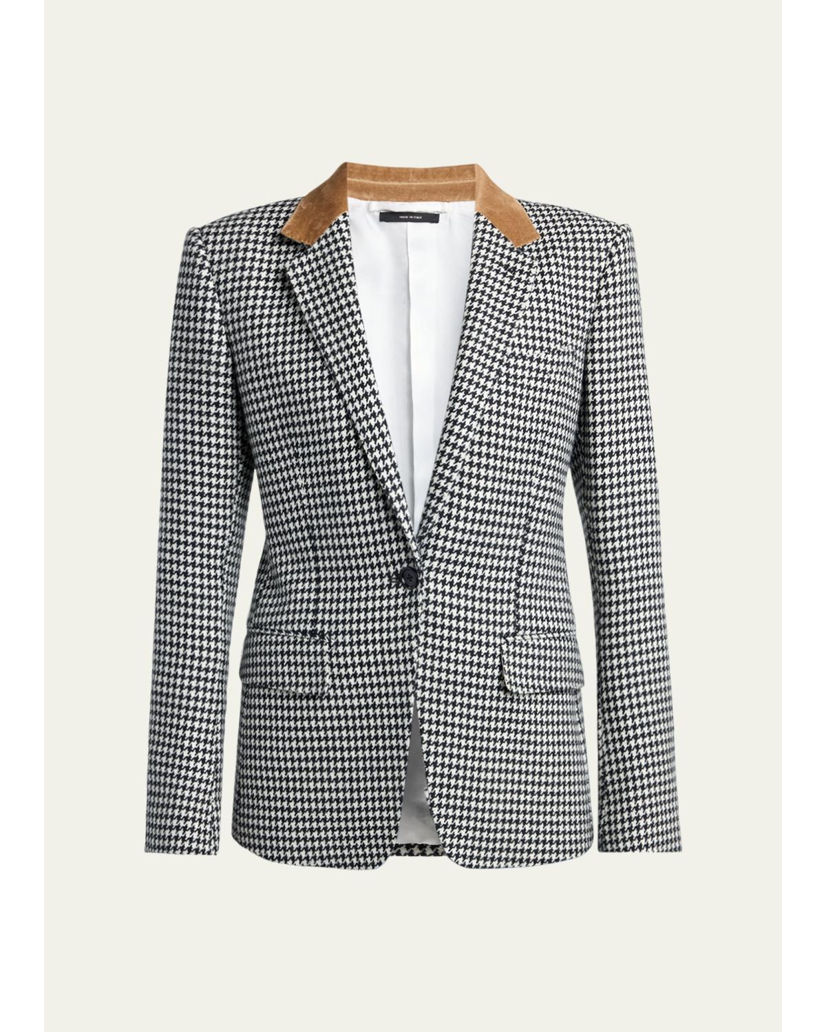 Cashmere Houndstooth Single-Breasted Jacket
