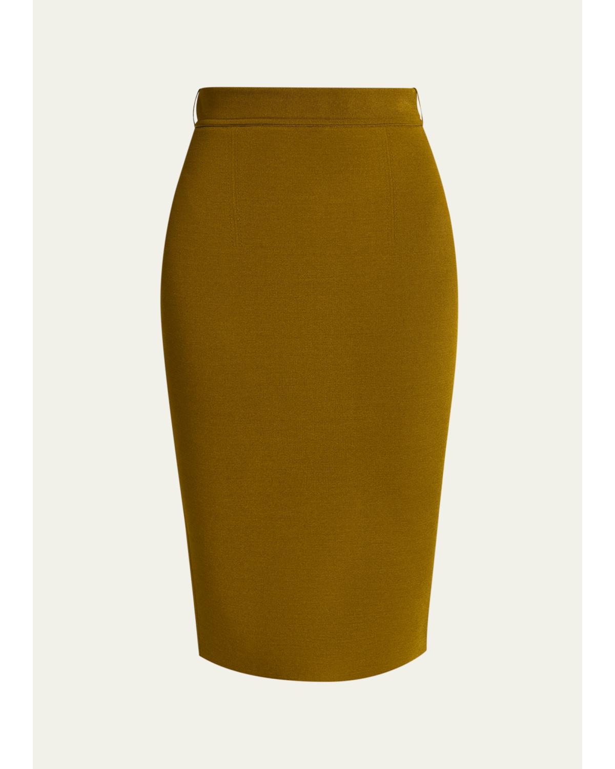 Tom Ford Knit Knee-length Pencil Skirt In Brown