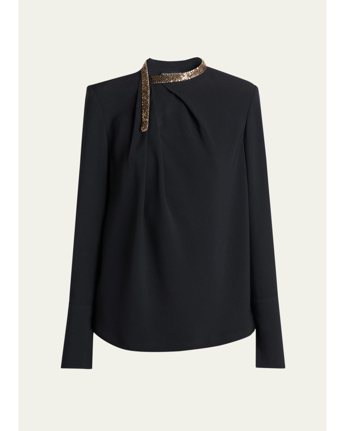Asymmetric Golden Collar Top