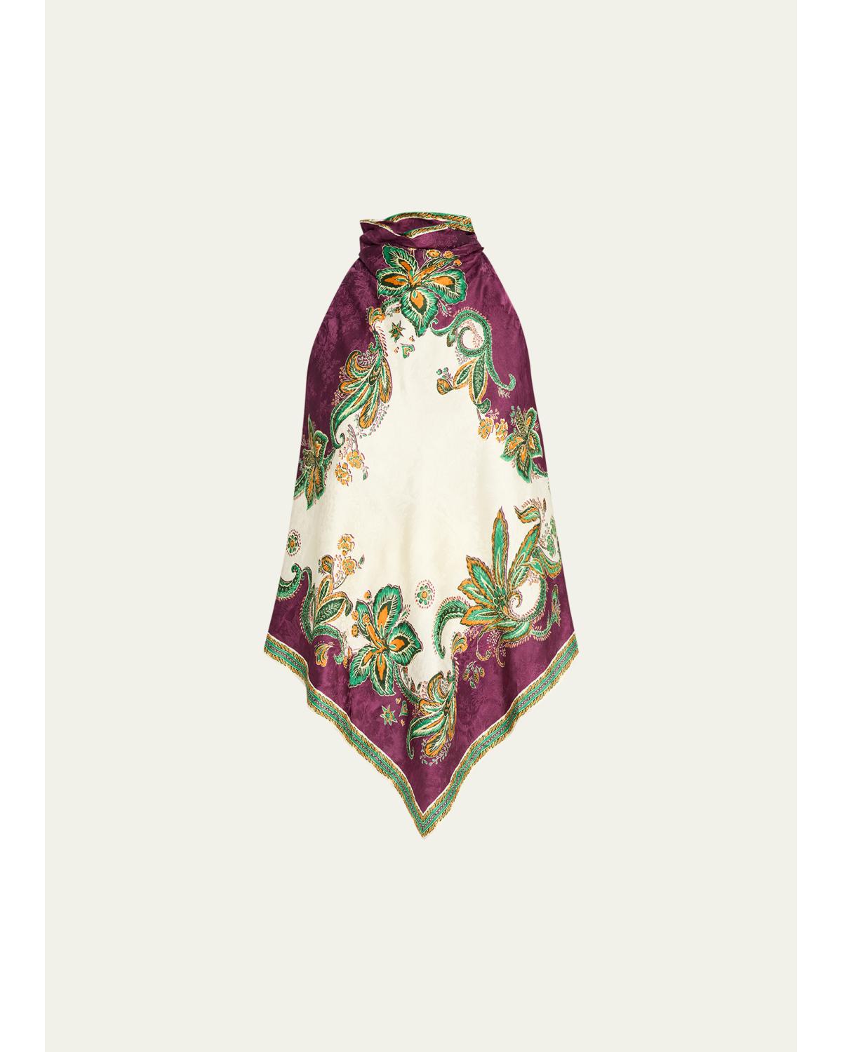Ruthie Floral Jacquard Halter Top