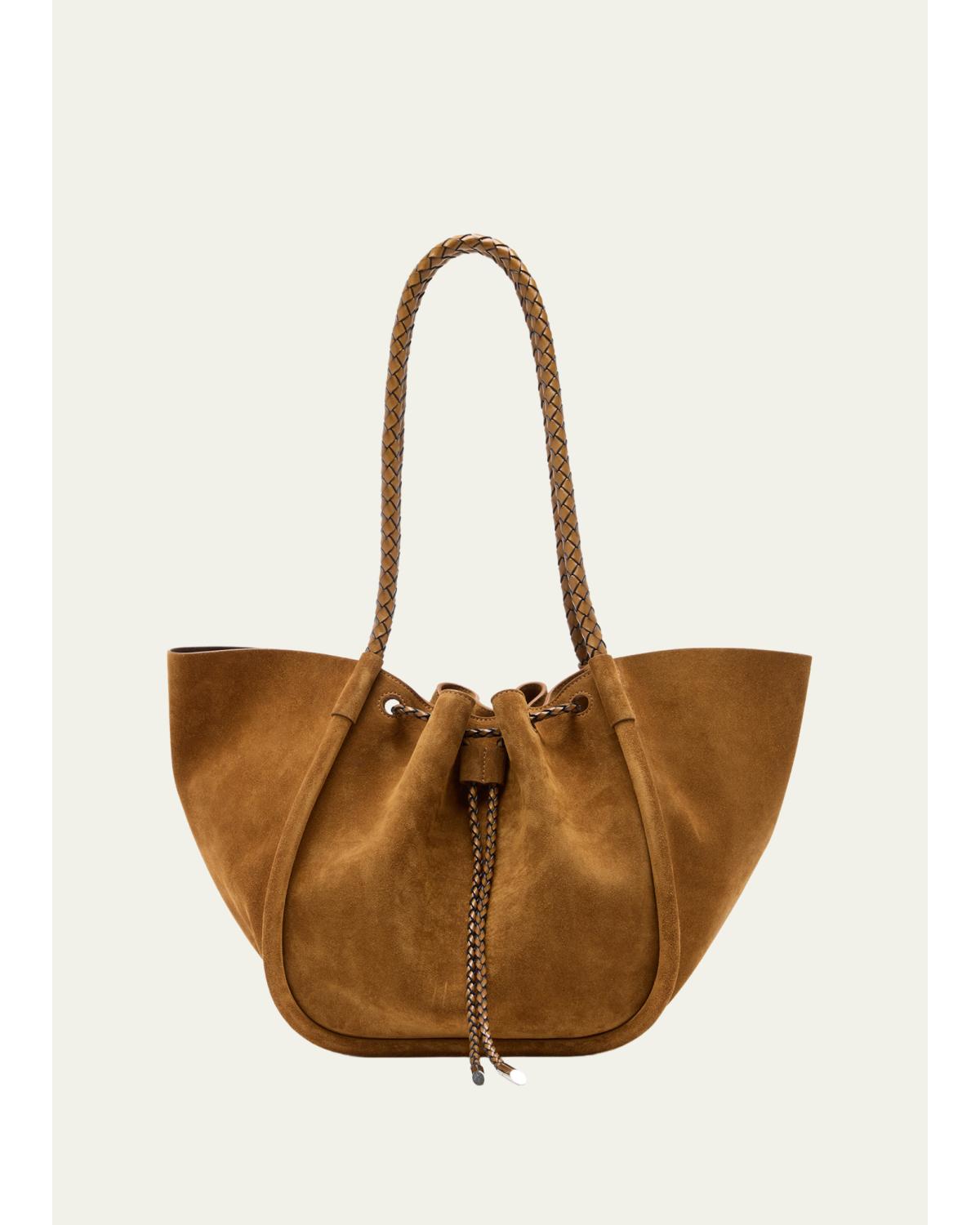 Large Ruched Suede Tote Bag