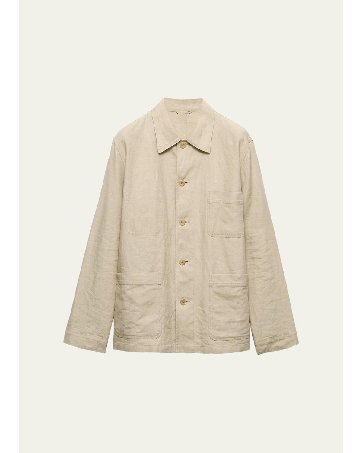 Men'S Washed Linen Safari Jacket