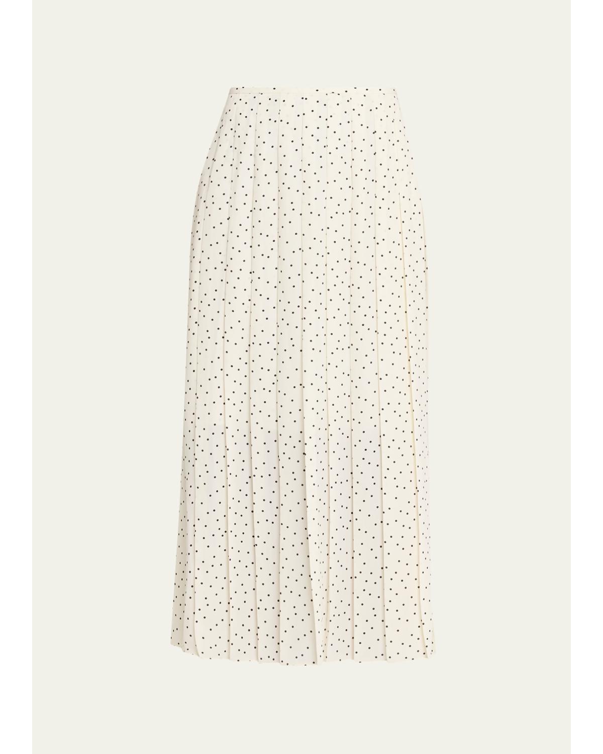 Pleated Polka Dot Wrap Skirt