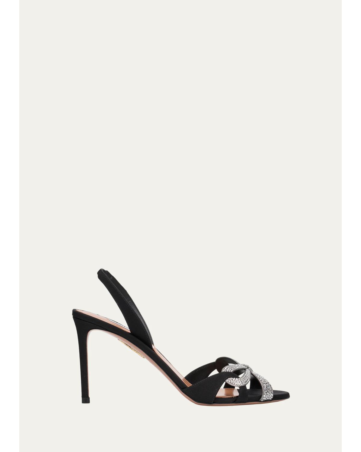 85mm Crystal Ribbon Kiss Slingback Sandals