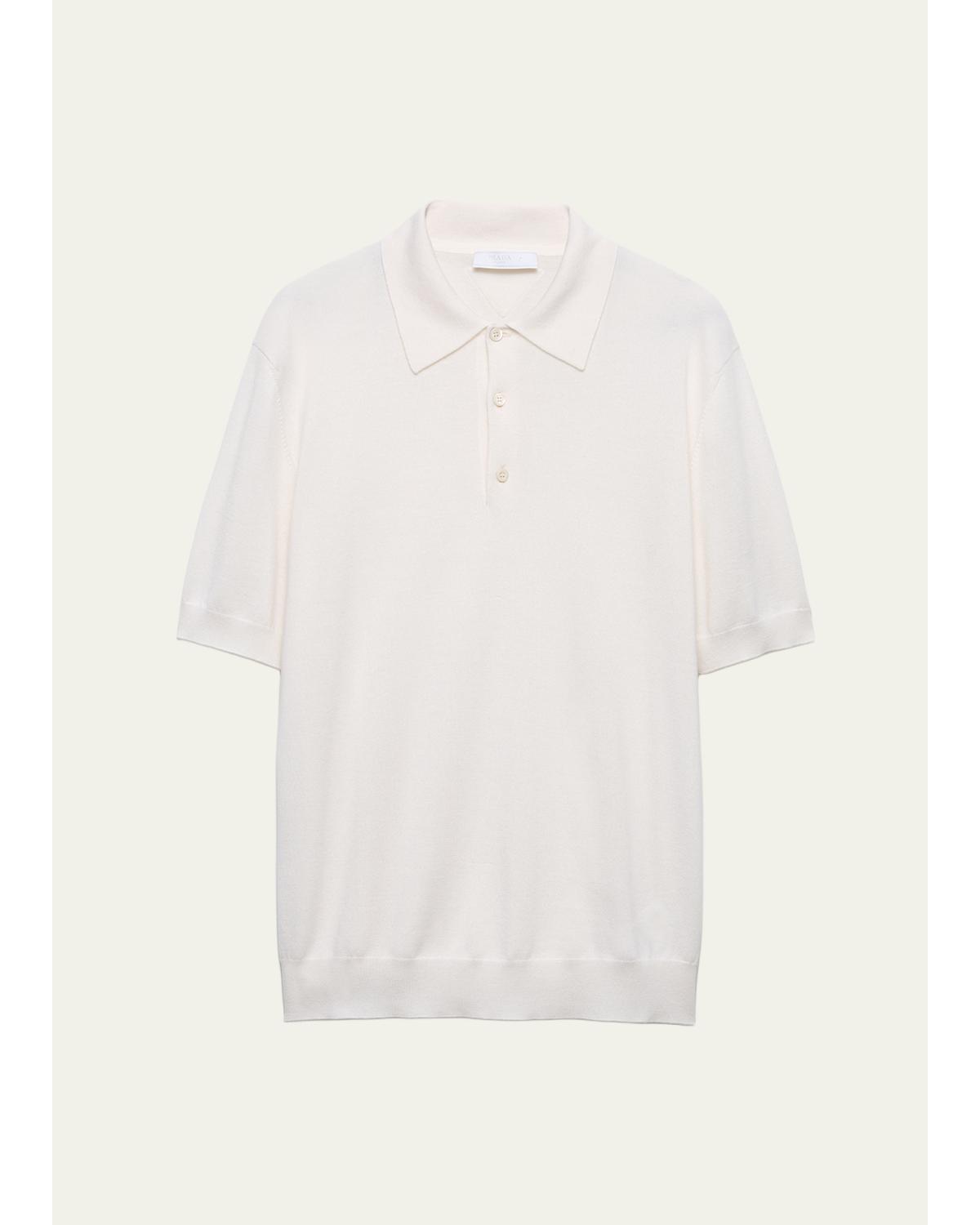 Men'S Cashmere And Silk Knit Short-Sleeve Polo Shirt