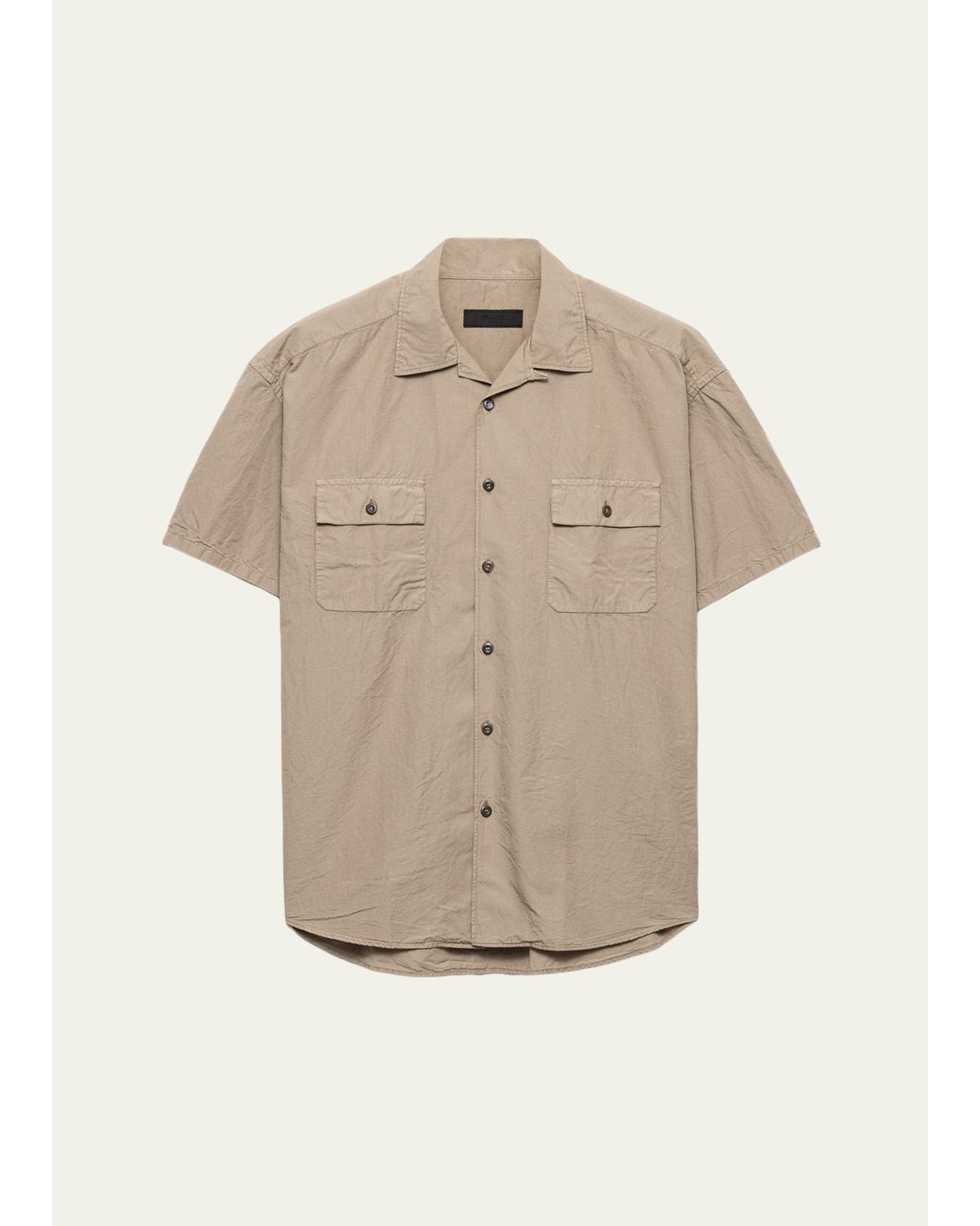Men'S Cotton And Linen Short-Sleeve Shirt