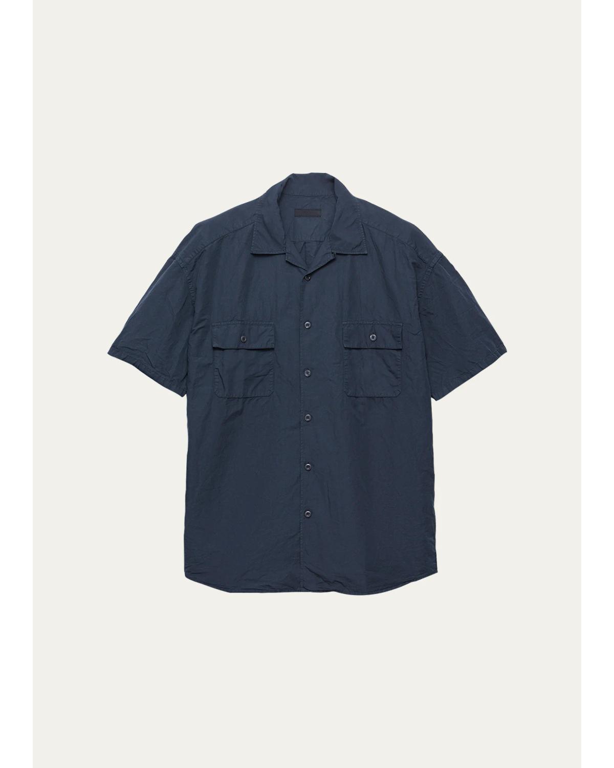 Men'S Cotton And Linen Short-Sleeve Shirt