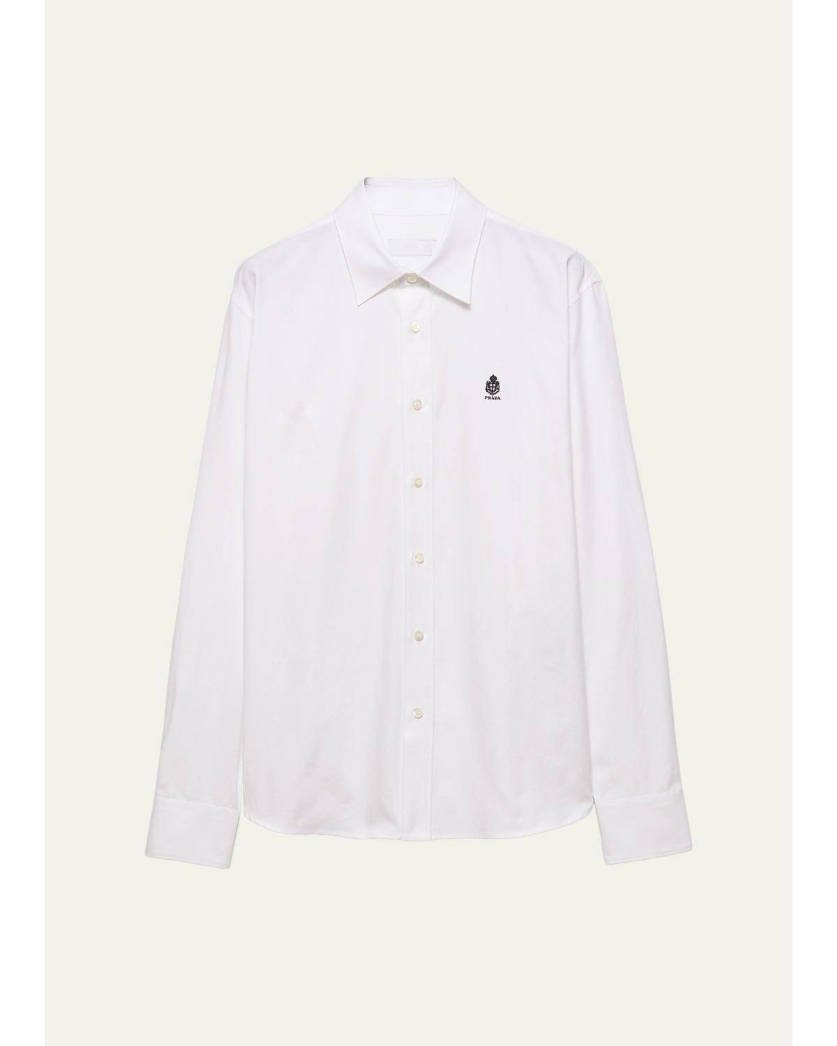 Men'S Cotton Oxford Embroidered-Logo Shirt