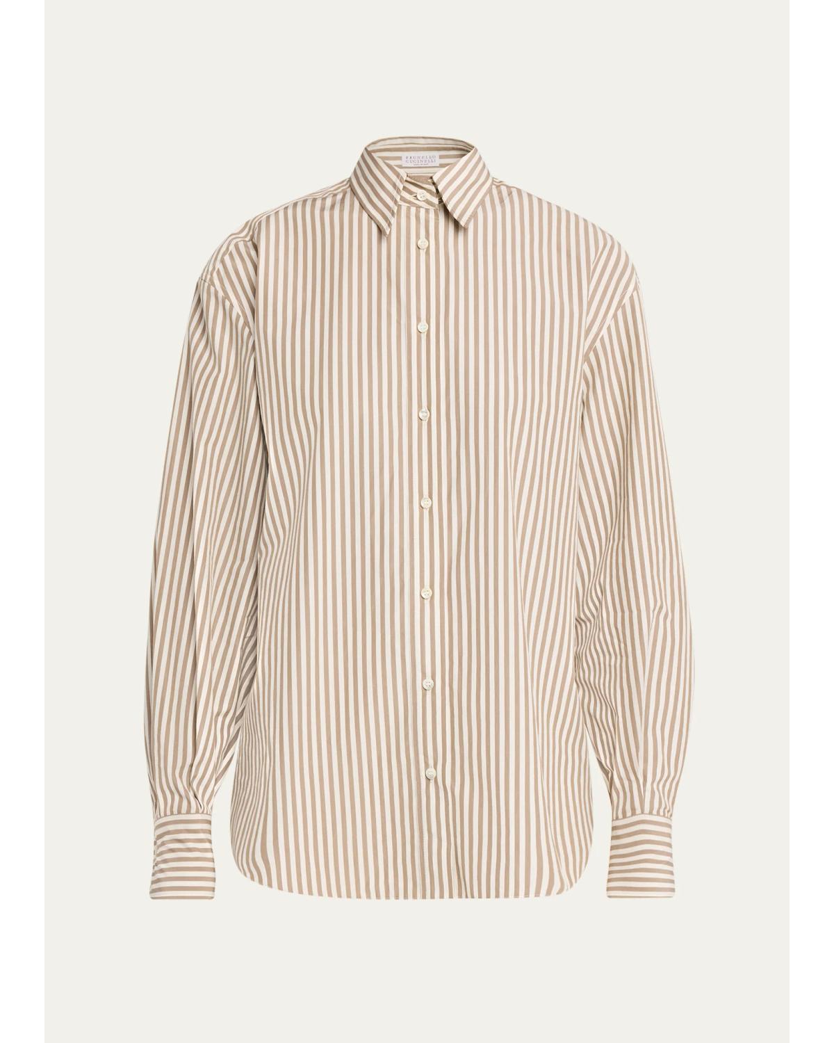 Striped Cotton Button-Down Shirt