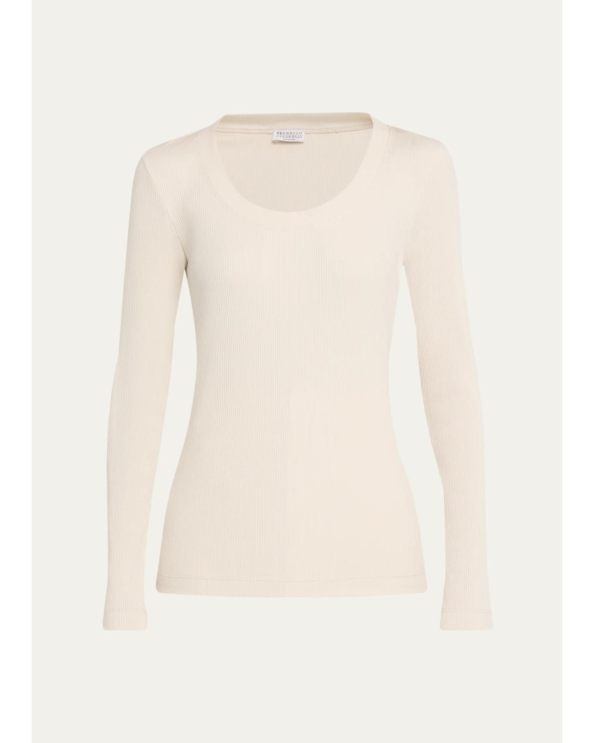 Sparkle Rib Knit Long-Sleeve Top