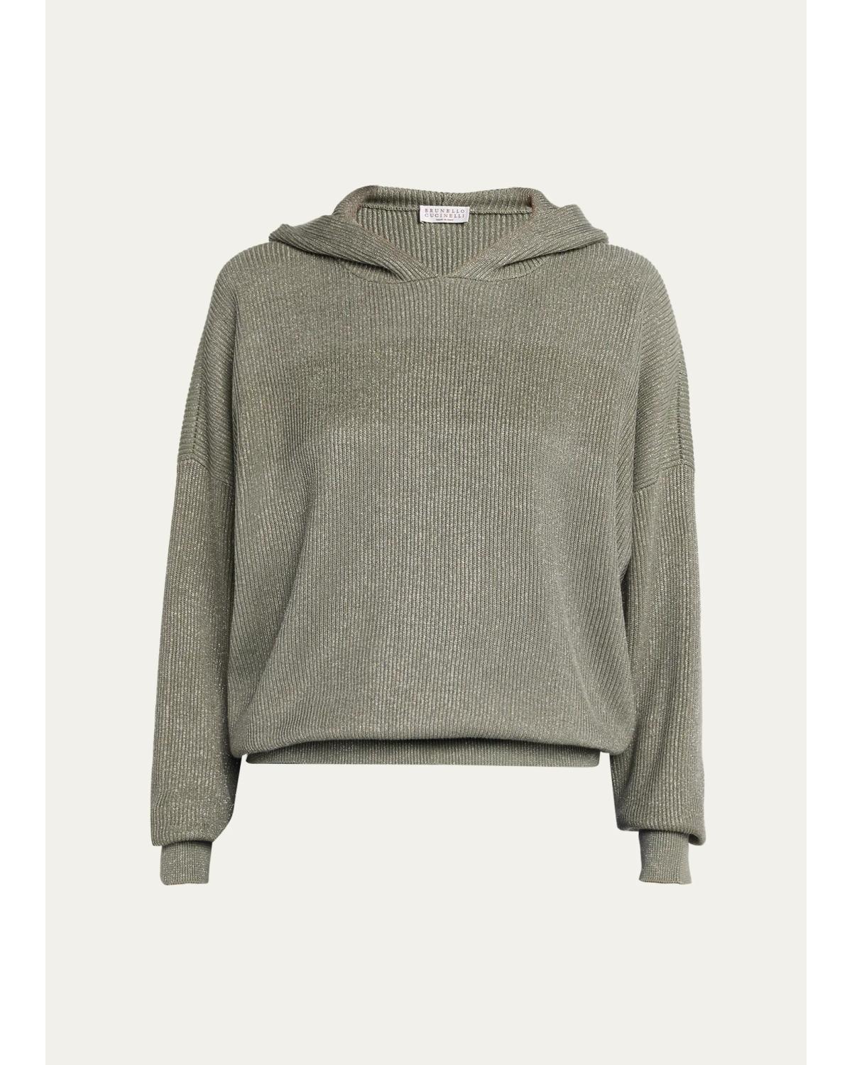 Sparkle Rib Knit Hooded Sweater