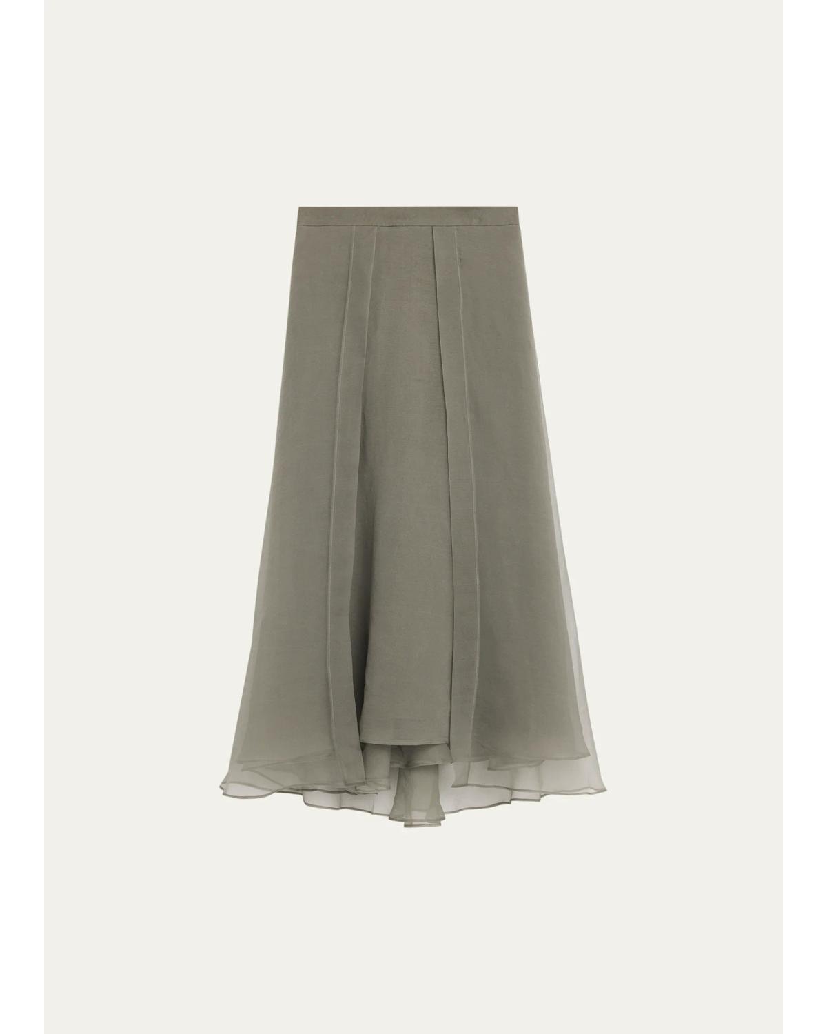 Layered Crispy Silk Maxi Circle Skirt