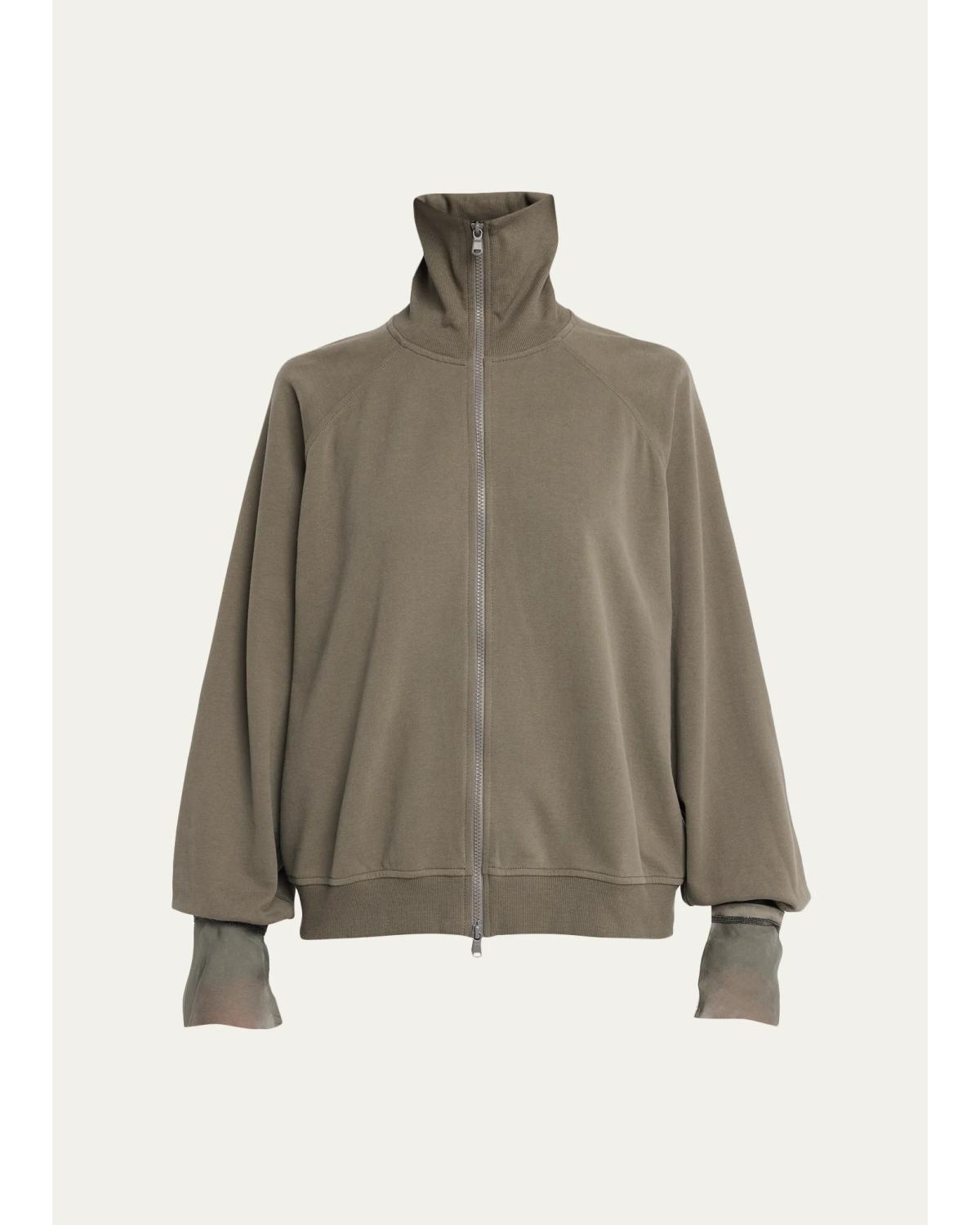 Monili Silk Cuffs Travel Zip-Up Jacket