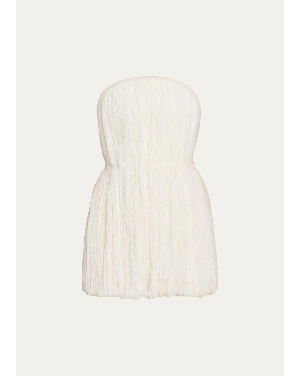 Isla Pleated Delp Silk Strapless Top