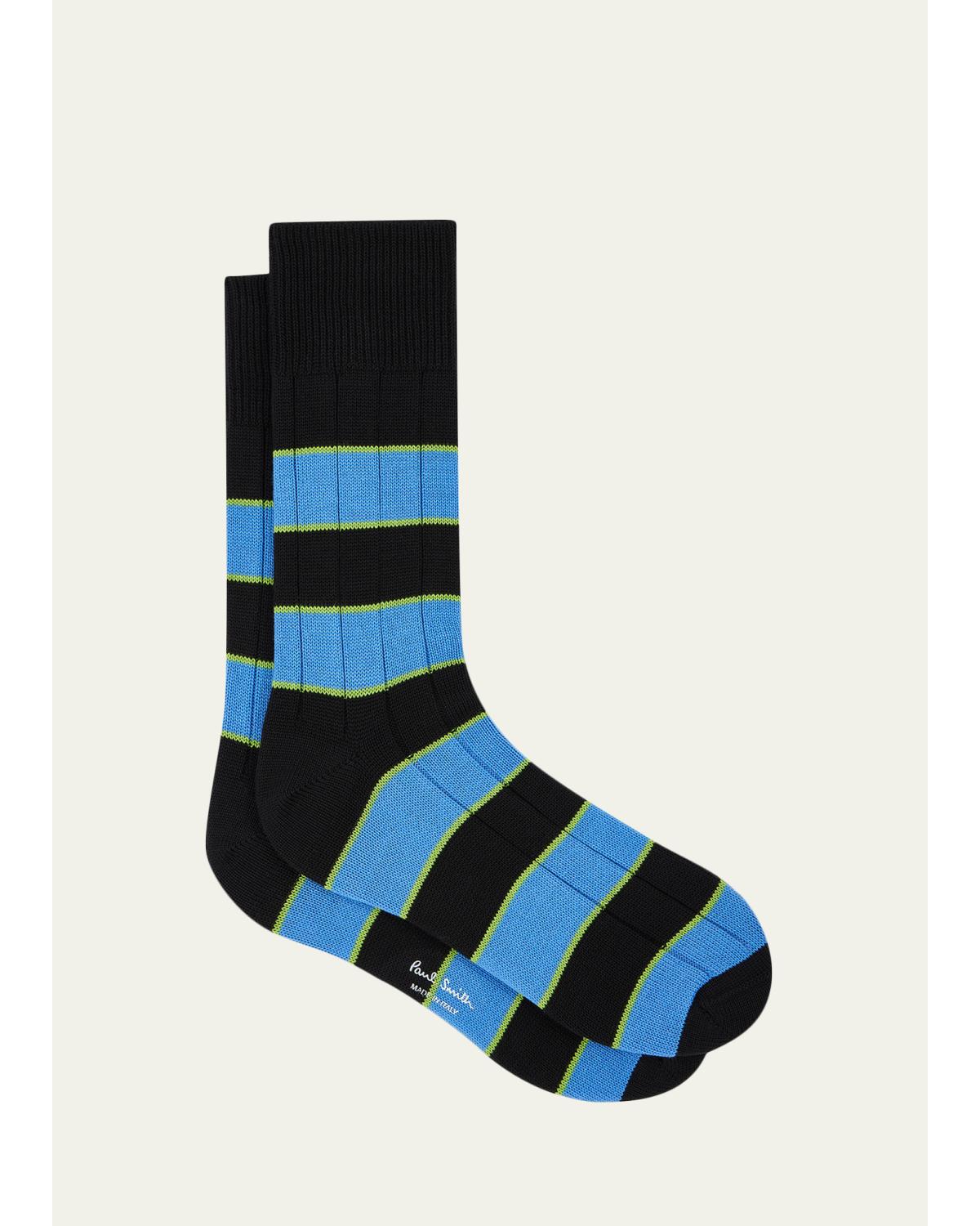 Men'S Kennedy Contrast-Stripe Crew Socks
