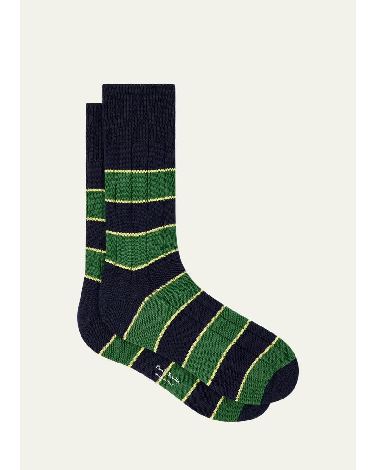 Men'S Kennedy Contrast-Stripe Crew Socks