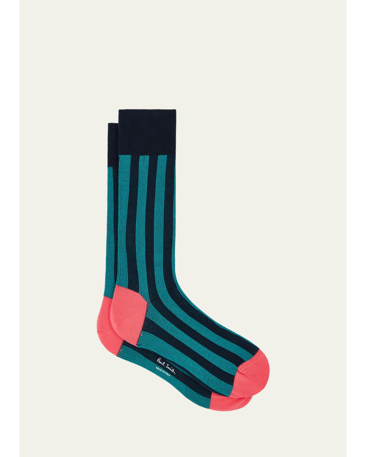 Men'S Owen Contrast-Stripe Crew Socks