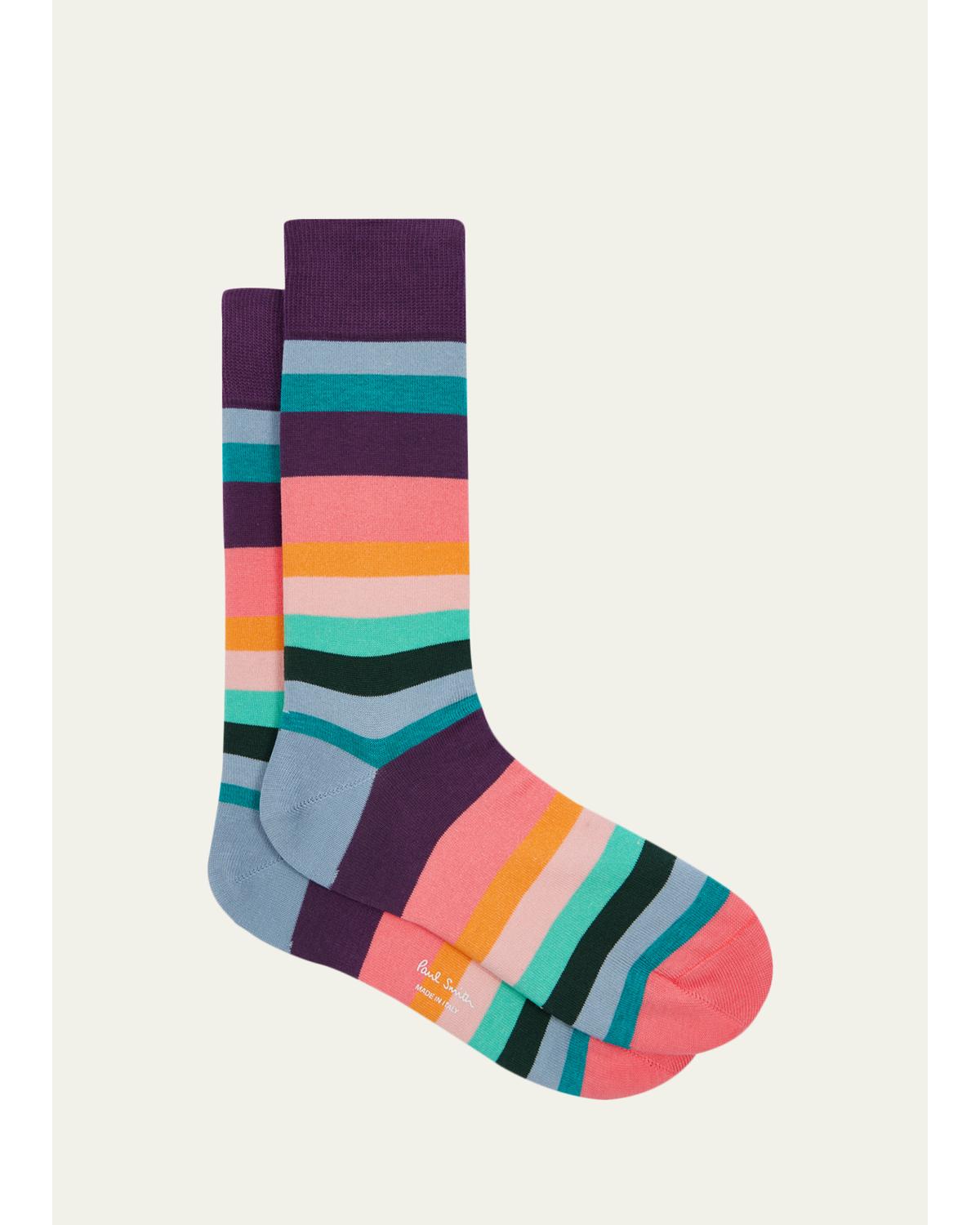 Men'S Organic Artist Stripe Crew Socks