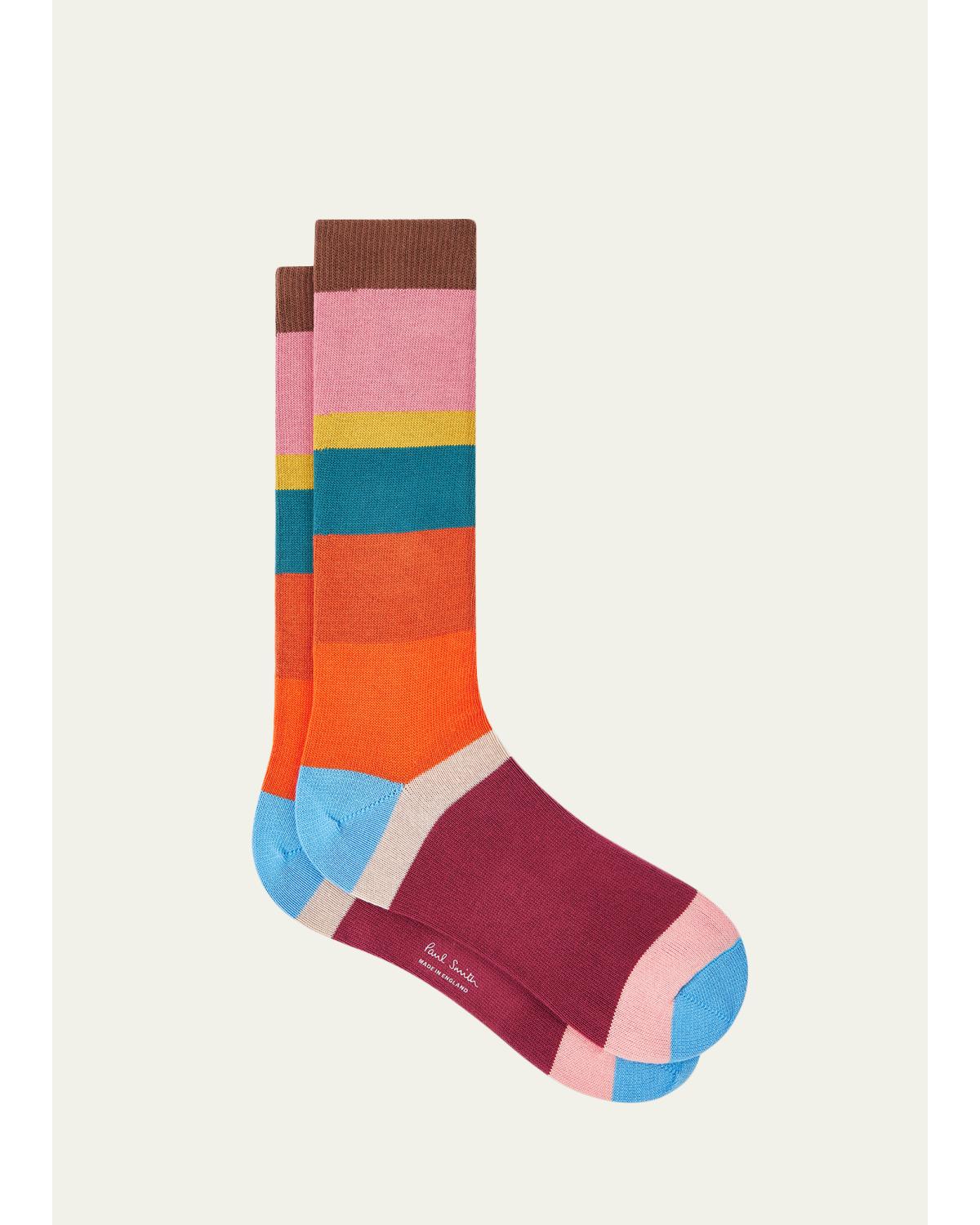 Men'S Color-Block Stripe Crew Socks