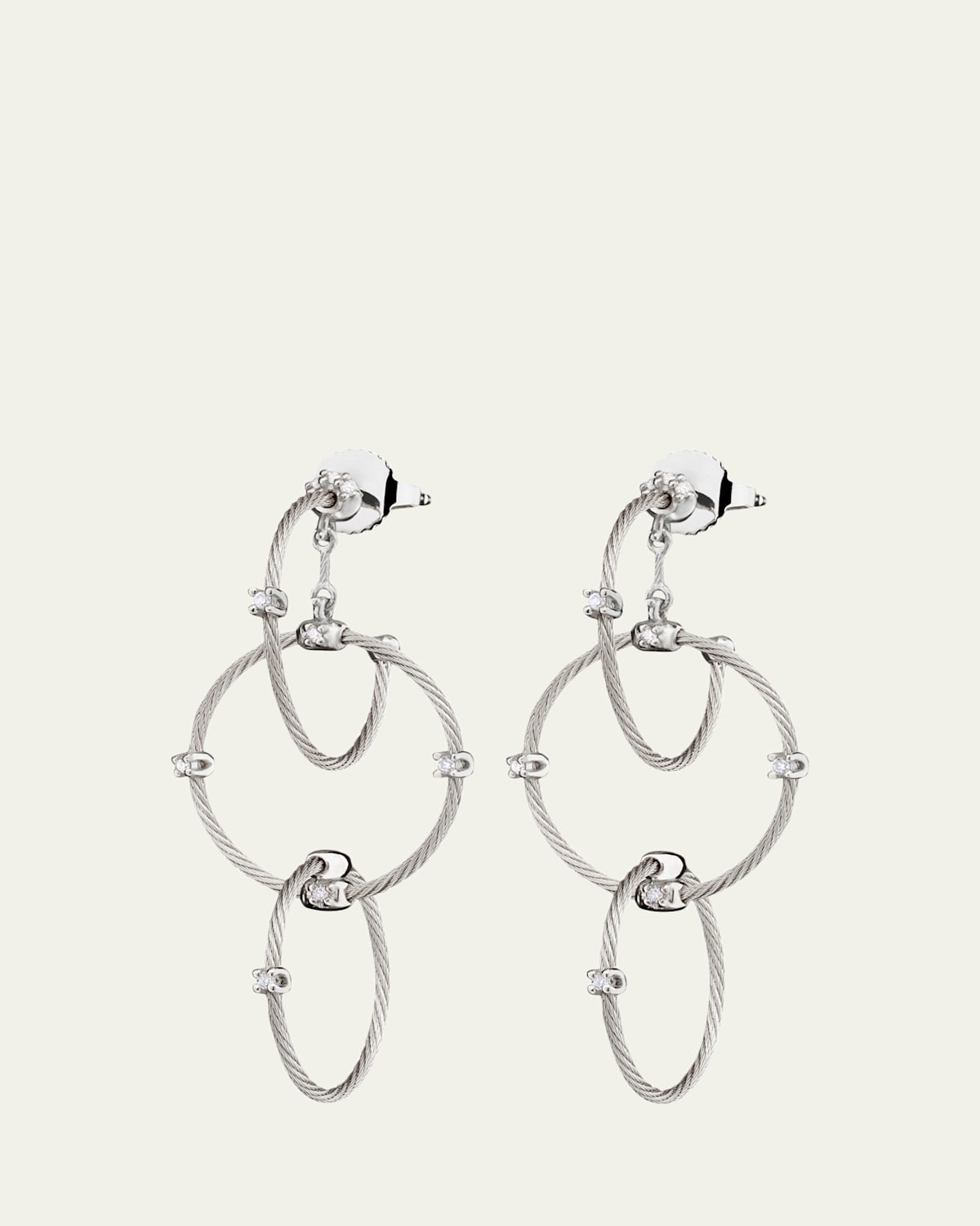 Paul Morelli 18K White Gold Diamond Triple Unity Rain Chain Earrings - Women's Jewelry And Watches
