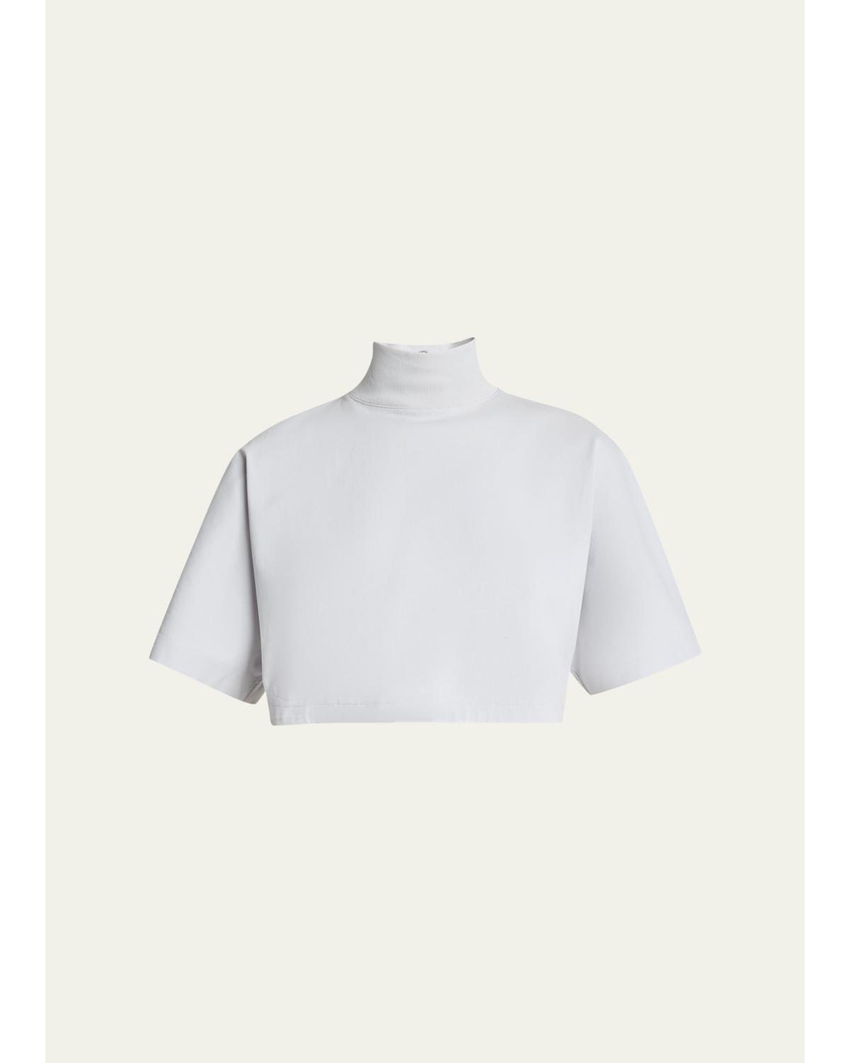 Turtleneck Short-Sleeve Crop T-Shirt