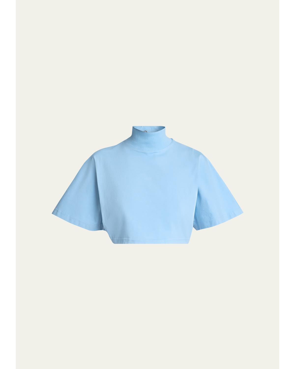 Turtleneck Short-Sleeve Crop T-Shirt