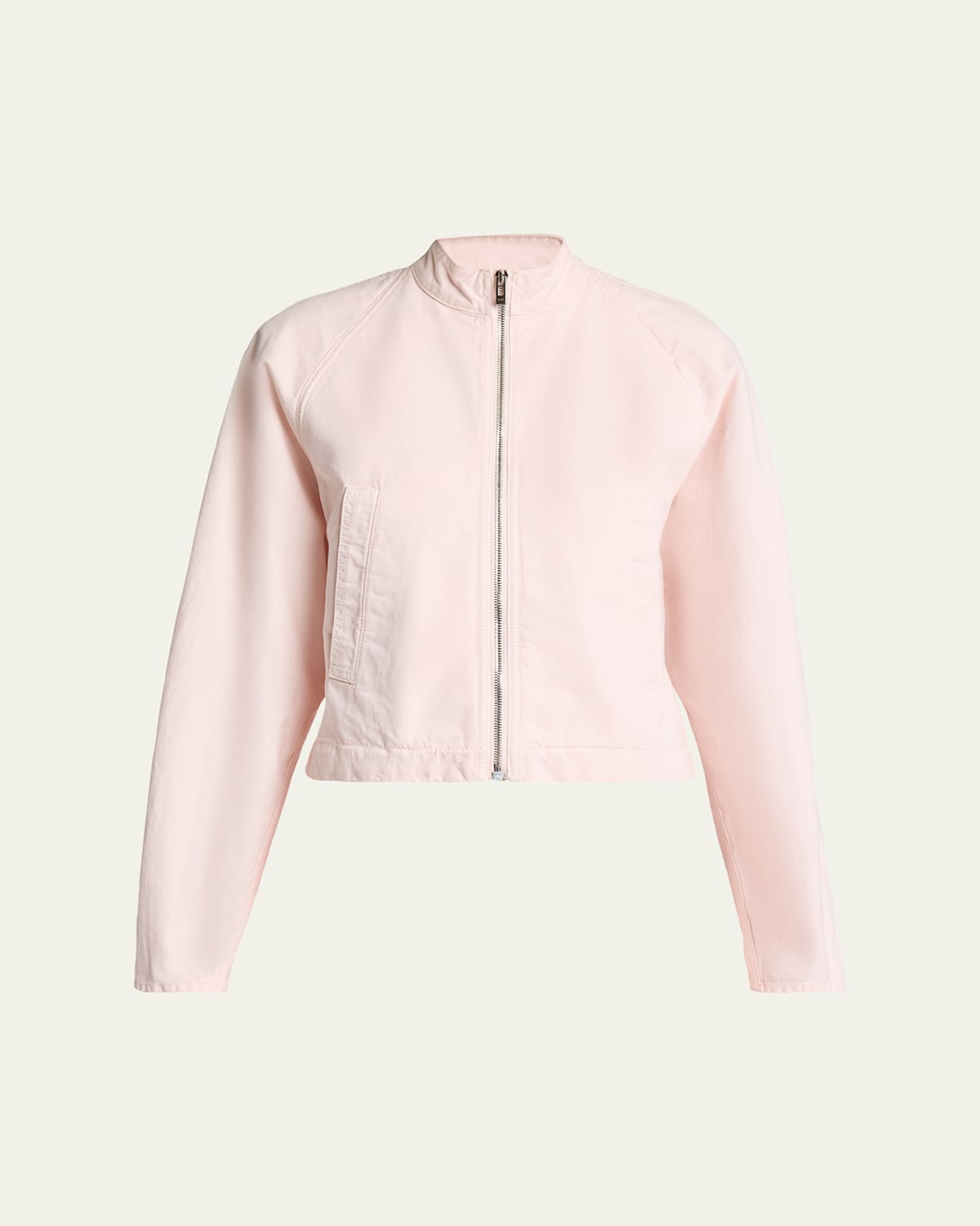 Alaïa Curved-sleeve Denim Zip Jacket In Pink