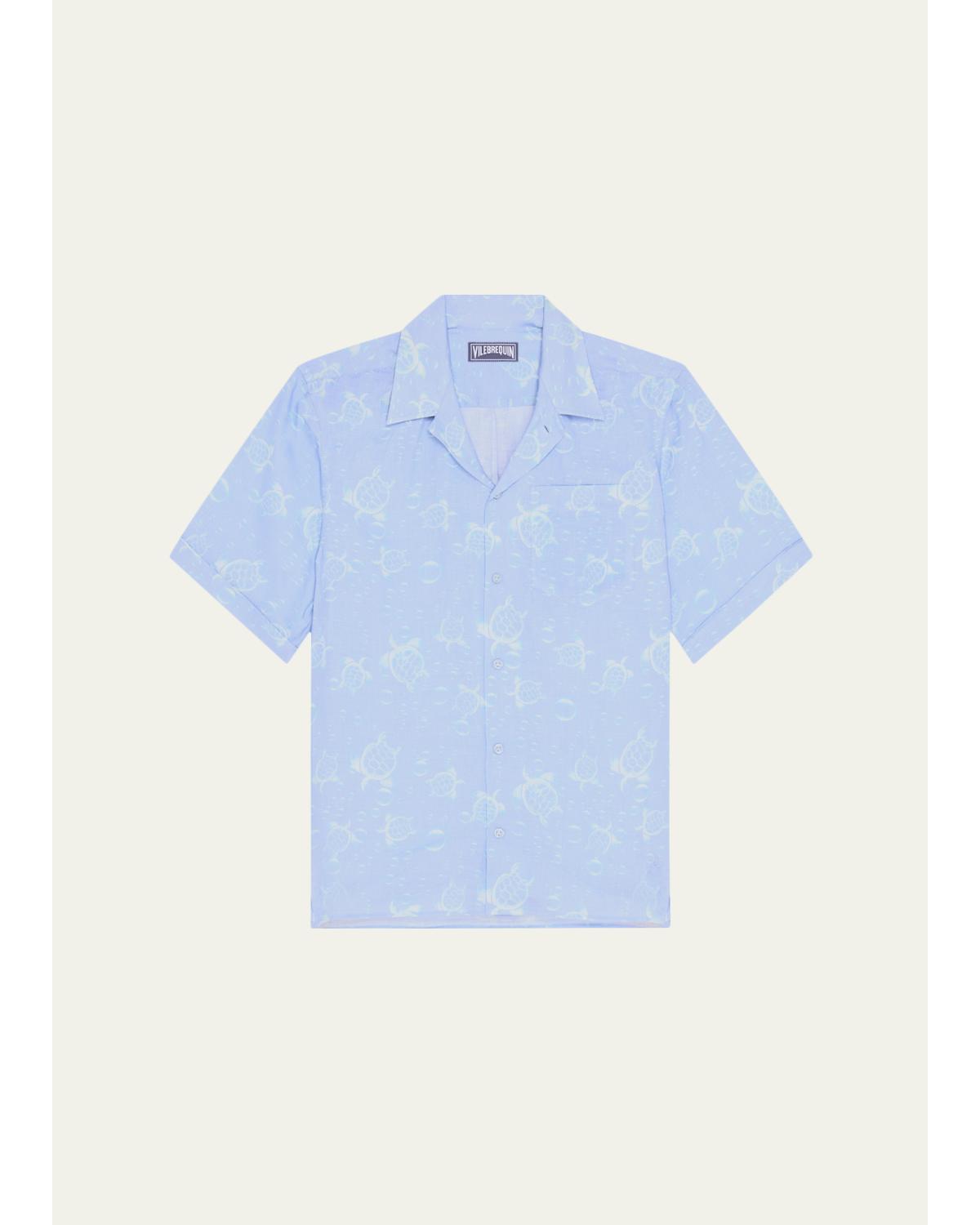 Men'S Bubble Turtles Linen Short-Sleeve Shirt