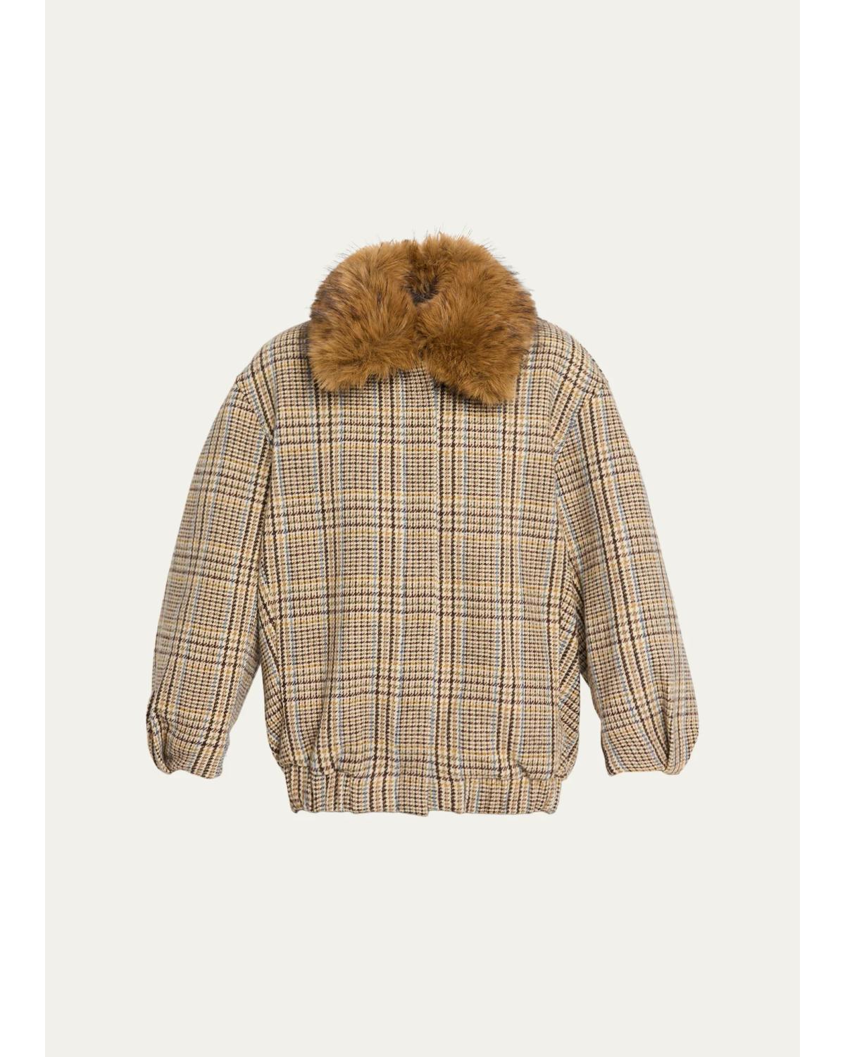 Savannah Tweed Faux Fur Collar Jacket
