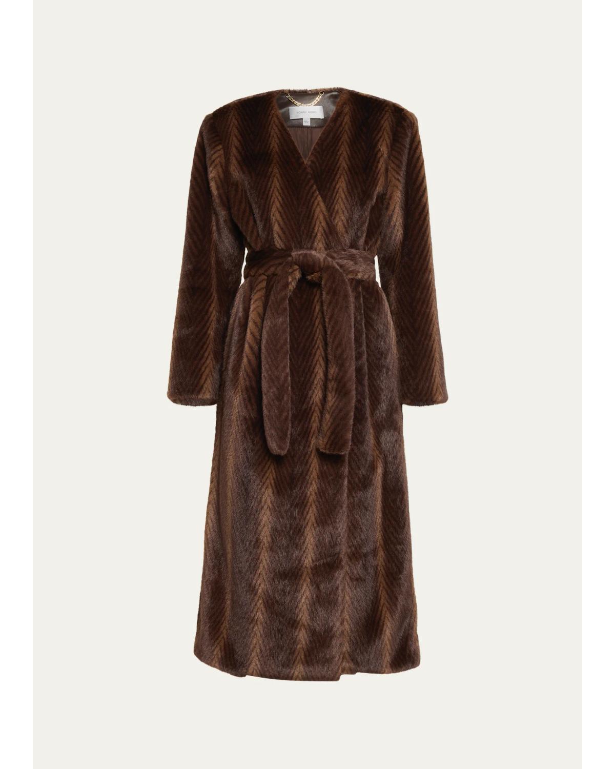 Ronny Kobo Cady Brown Faux Fur Coat Women