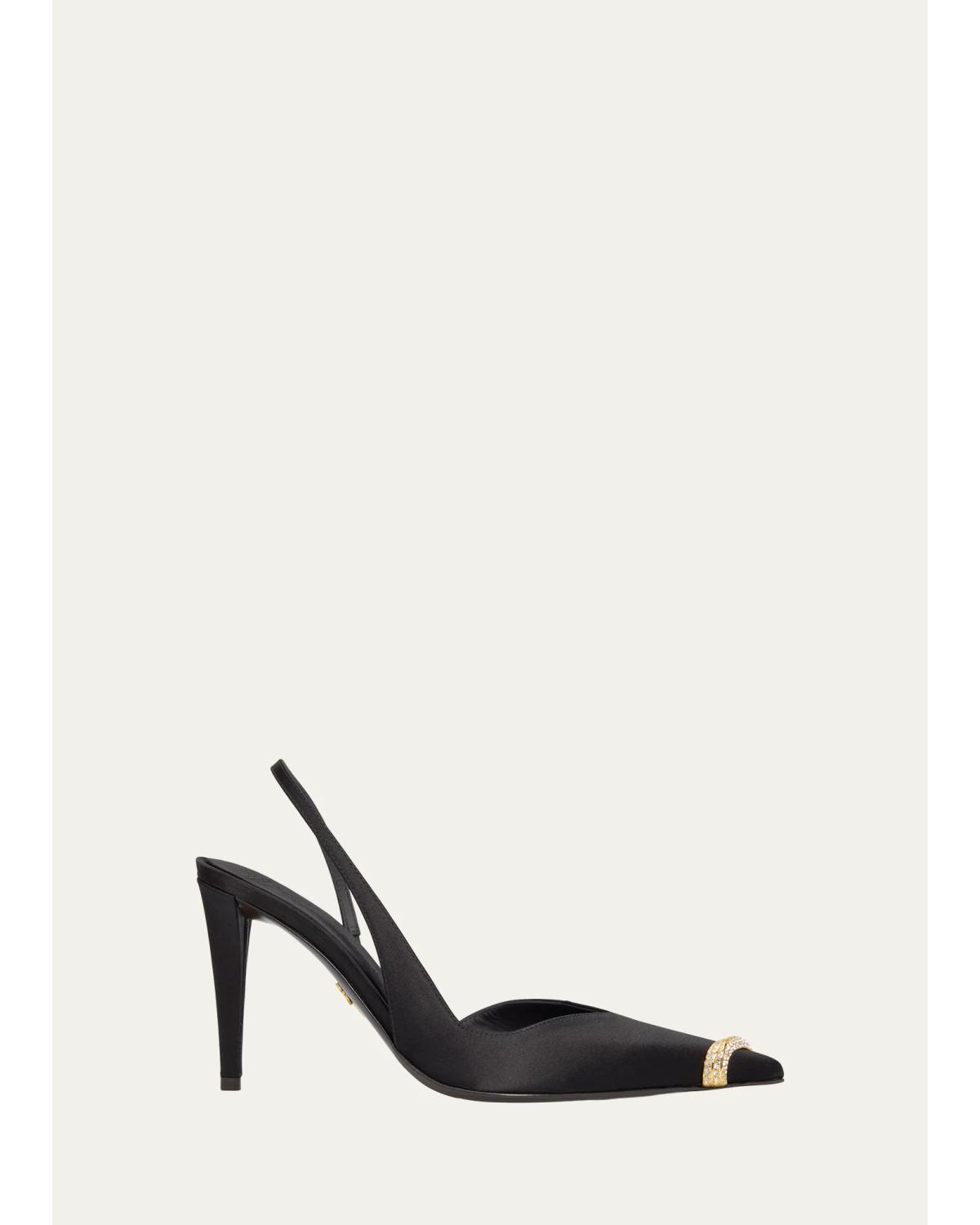 90Mm Crystal Toe Slingback