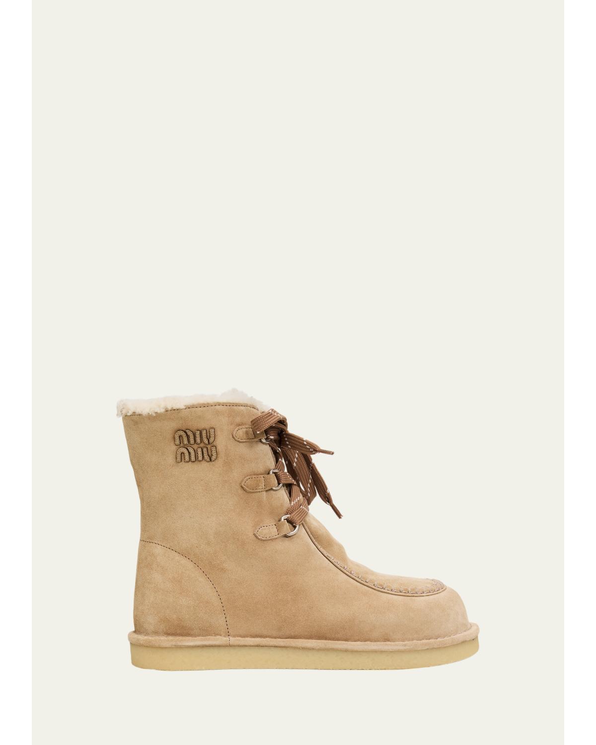 Suede Shearling-Lined Ankle Boots