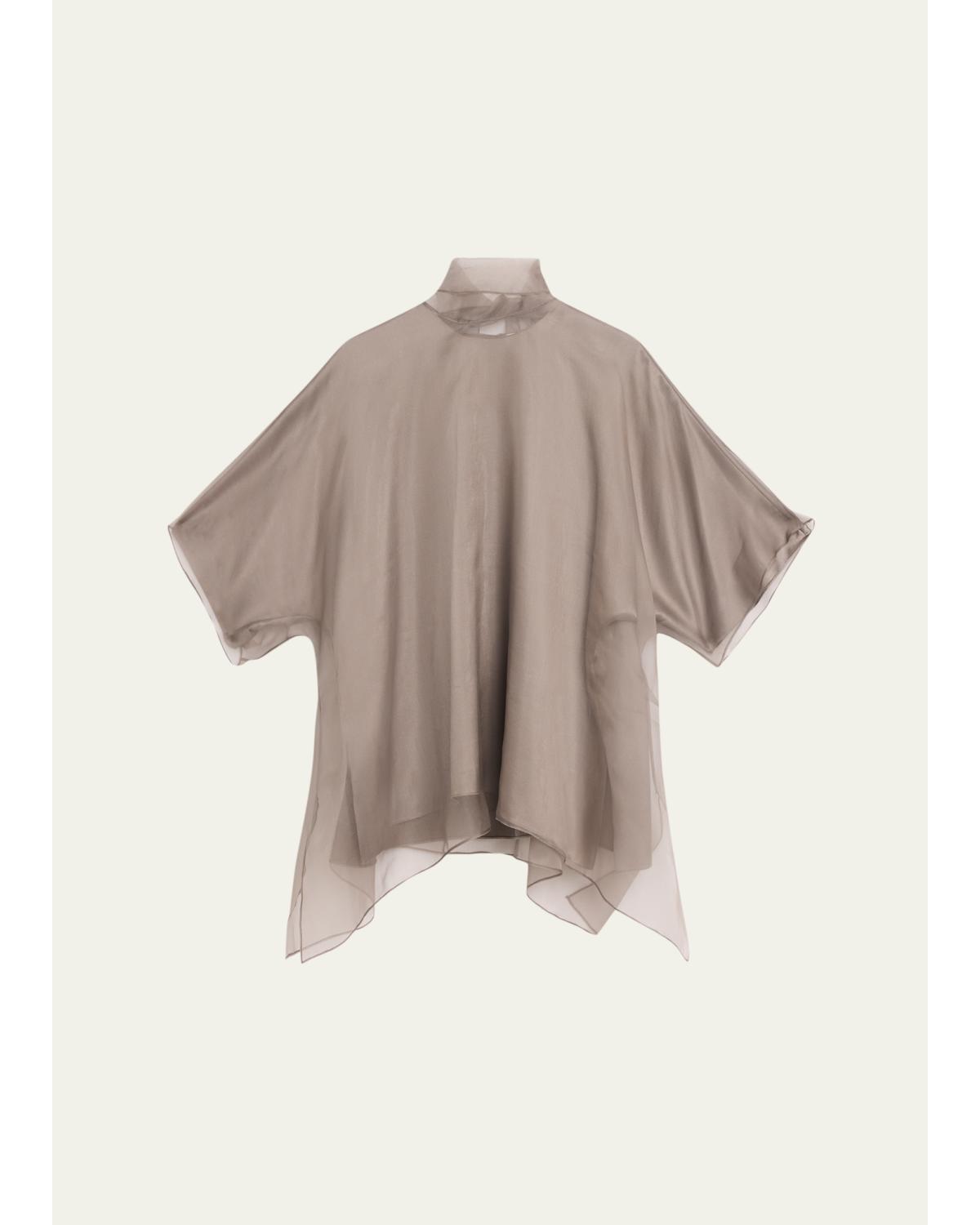 Cali Scarf-Neck Silk Organza Blouse
