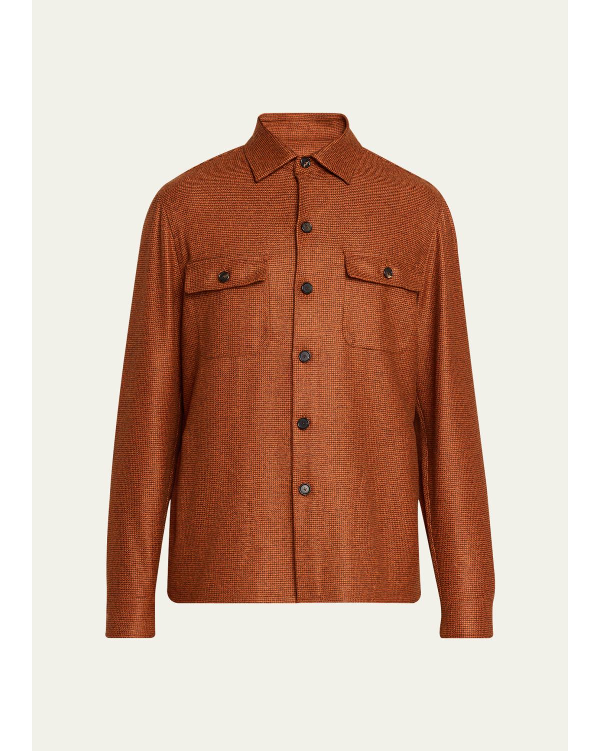Men'S Cashmere Pied De Poule Overshirt