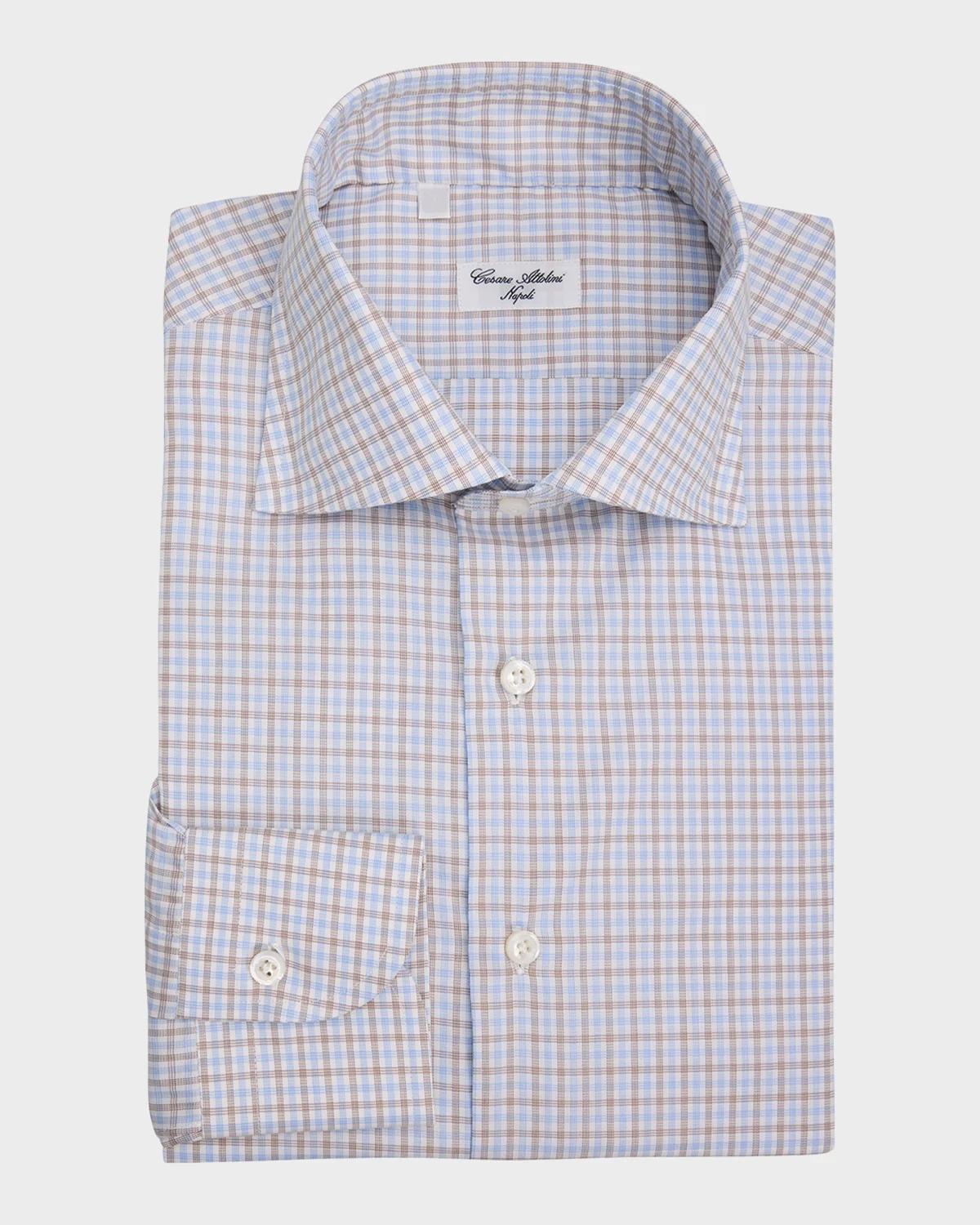 Cesare Attolini Men's Plaid Cotton Shirt In 005-navy B