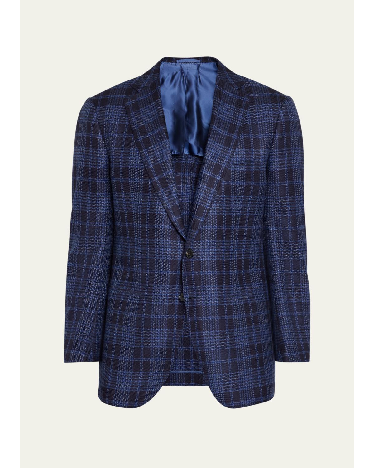 Men'S Cashmere Plaid Single-Breasted Sport Coat