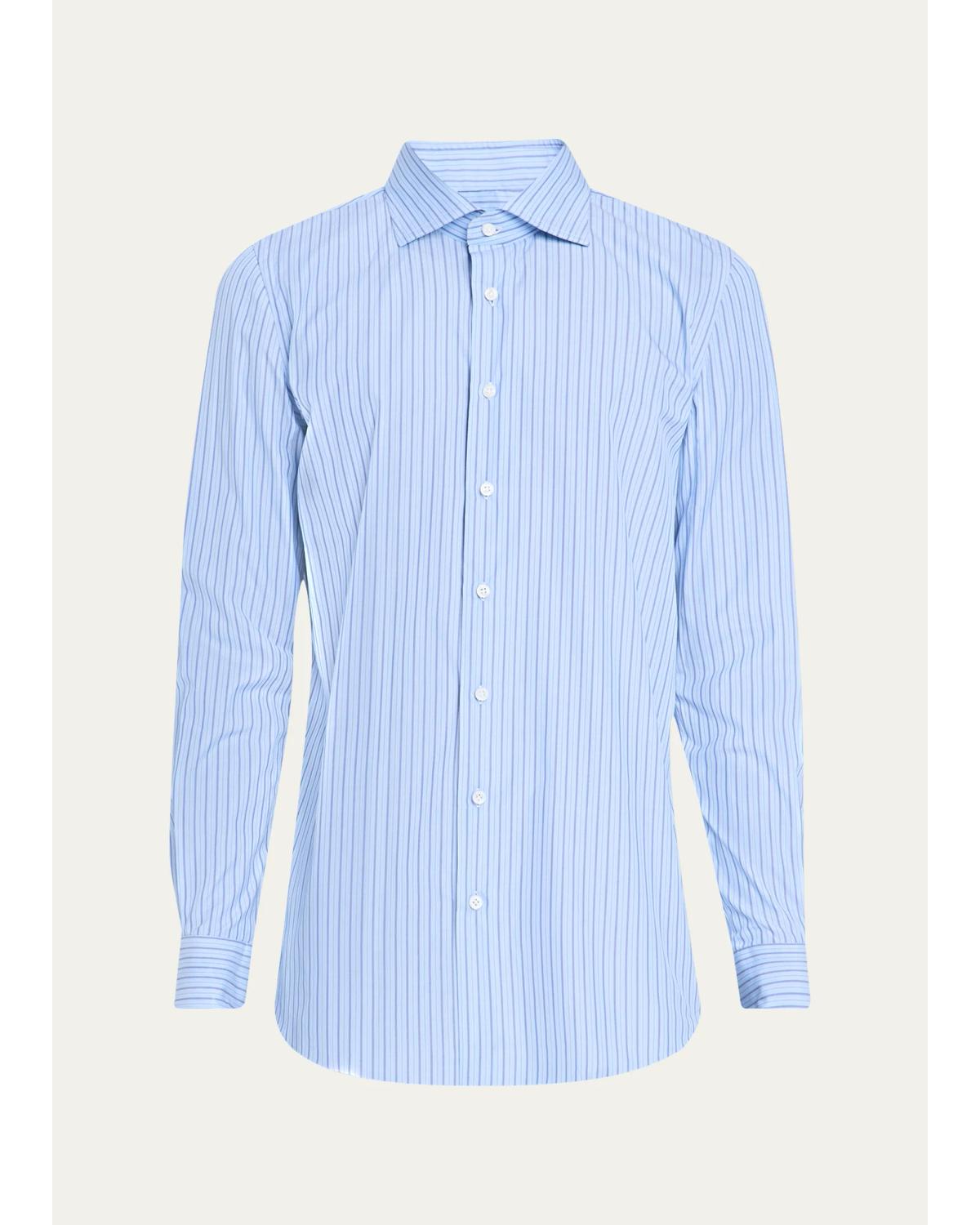 Men'S Cotton Multi-Stripe Classic Fit Sport Shirt