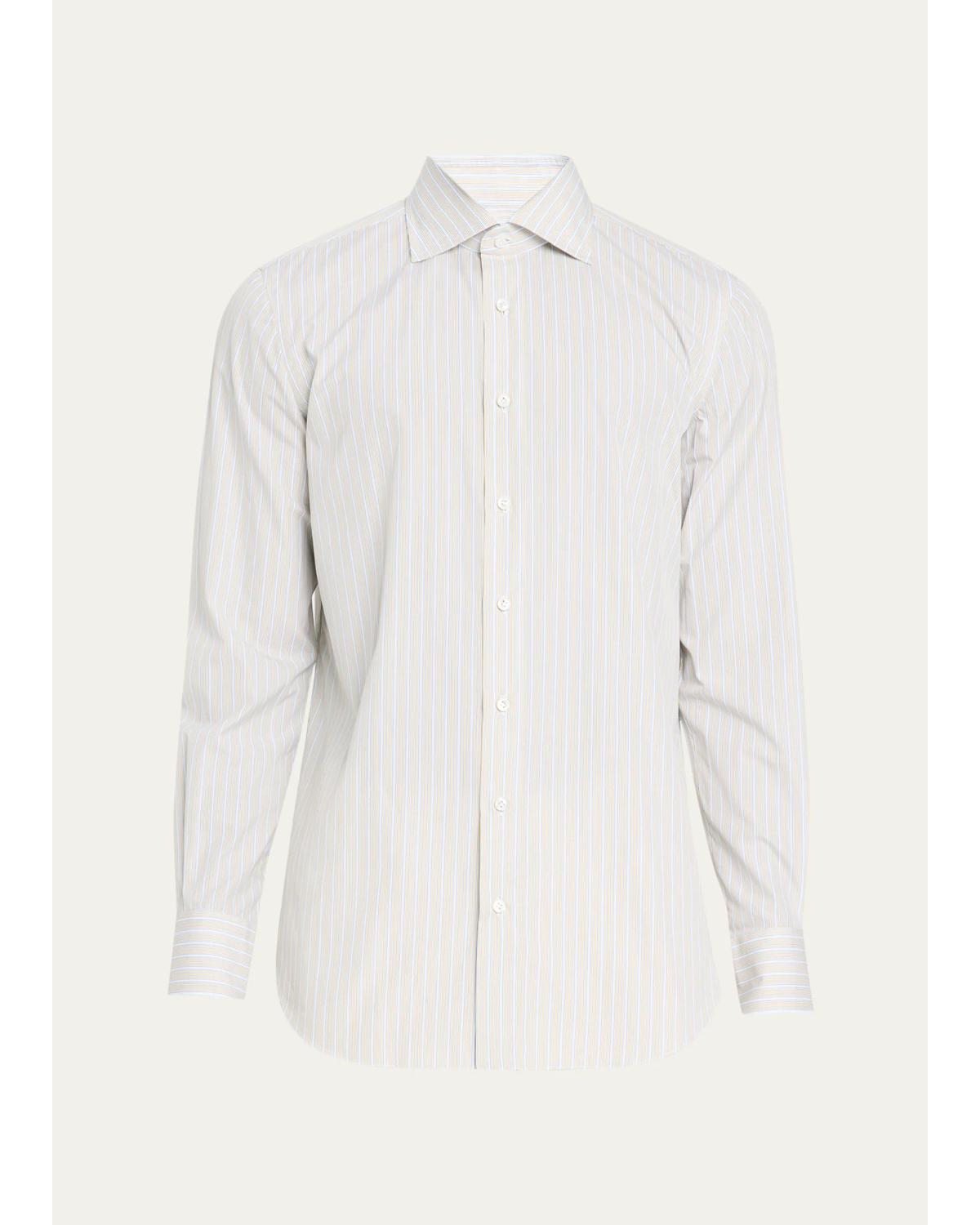 Men'S Cotton Multi-Stripe Classic Fit Sport Shirt
