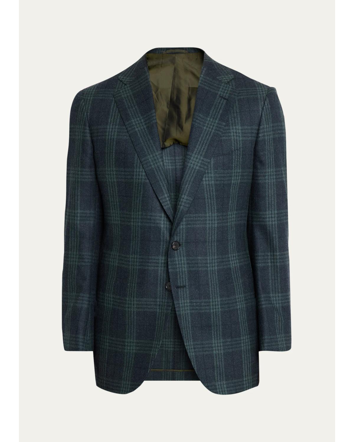Men'S Plaid Wool-Cashmere Blazer