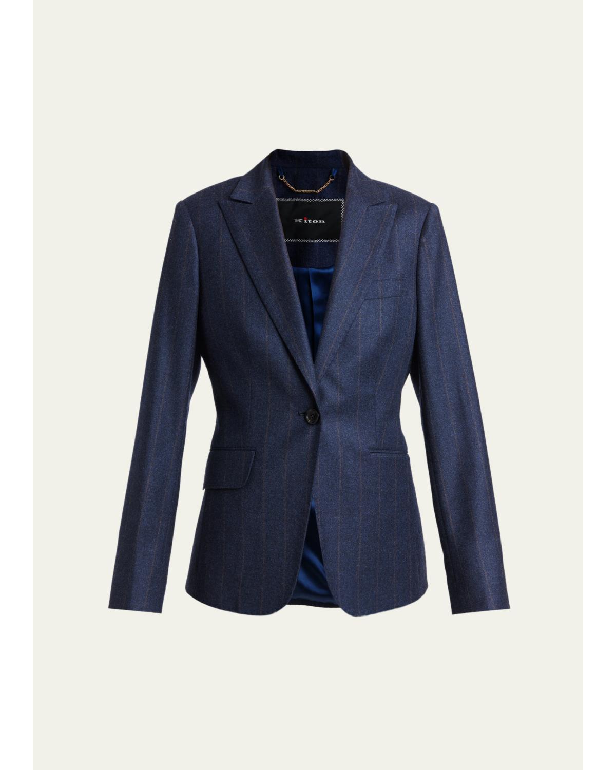 Wool-Cashmere Pinstripe Single-Breasted Jacket