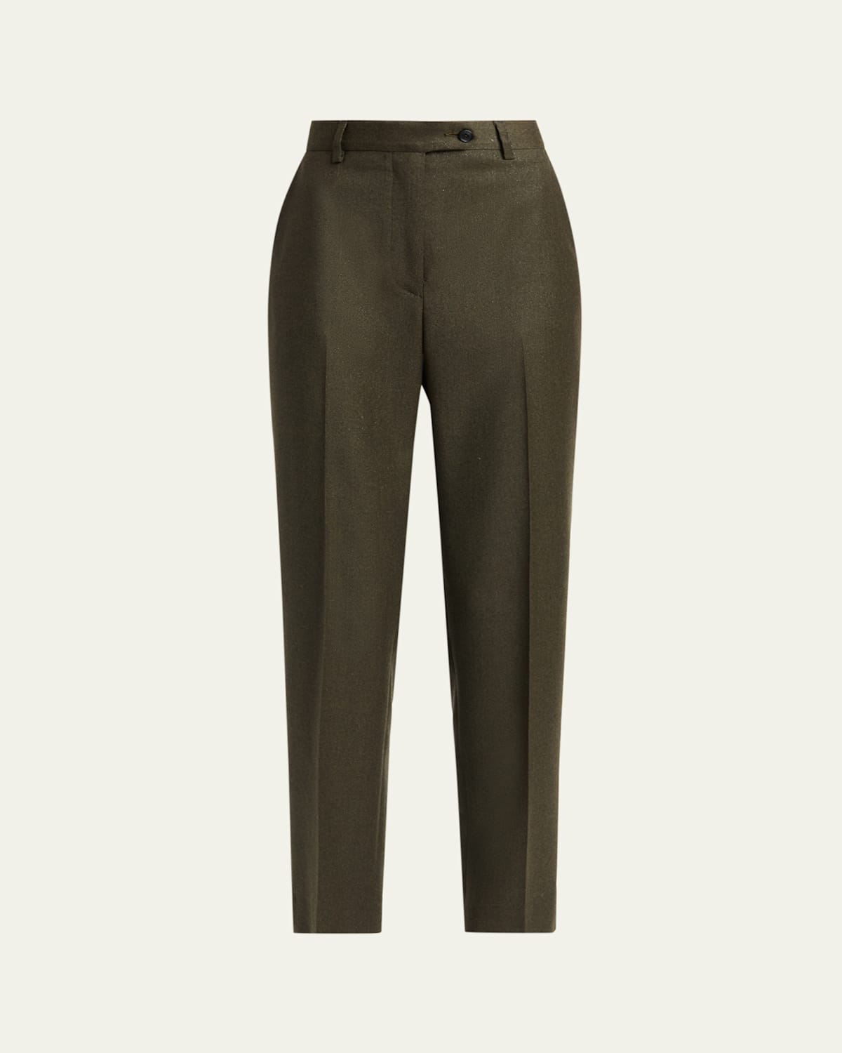 Kiton Shimmer Wool-blend Straight Trousers In Green