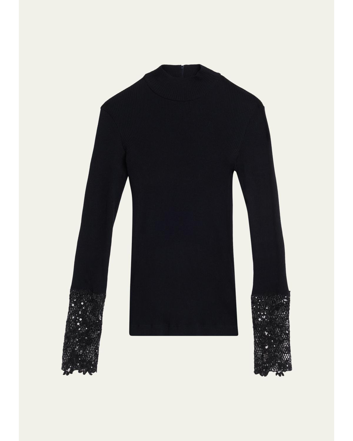 Lace Glow Embroidered Long-Sleeve Top